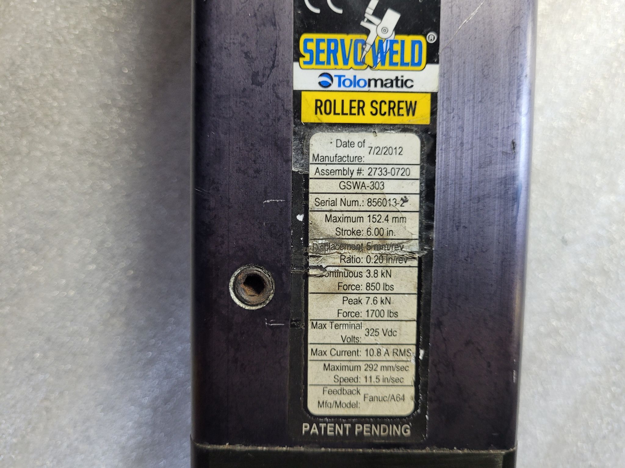 TOLOMATIC 2733-0720 GSWA-303 Servo Actuator USED 2