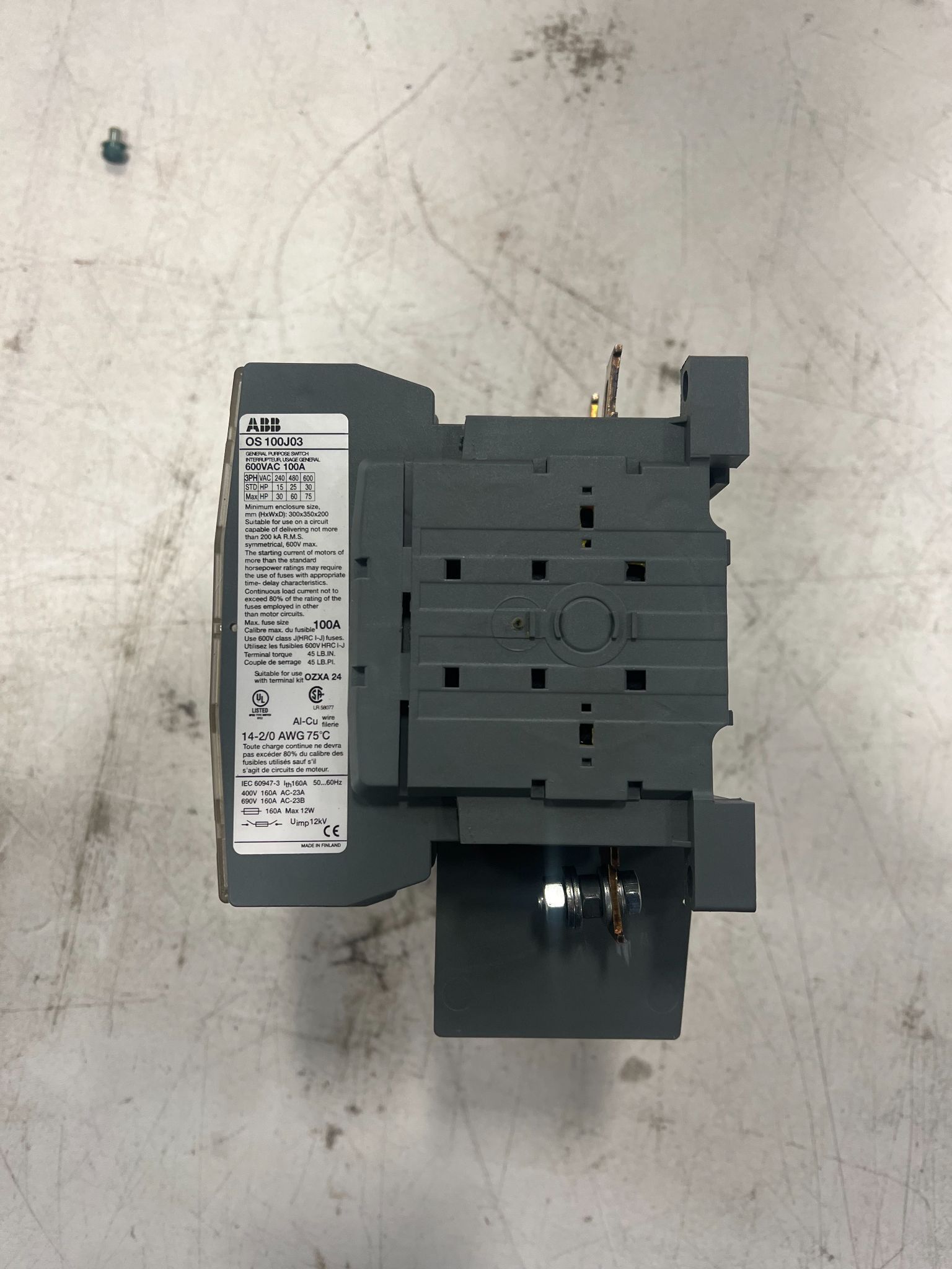 ABB OS 100J03 PANEL ACCESSORIES AND SWITCH SUPPLIES USED 1