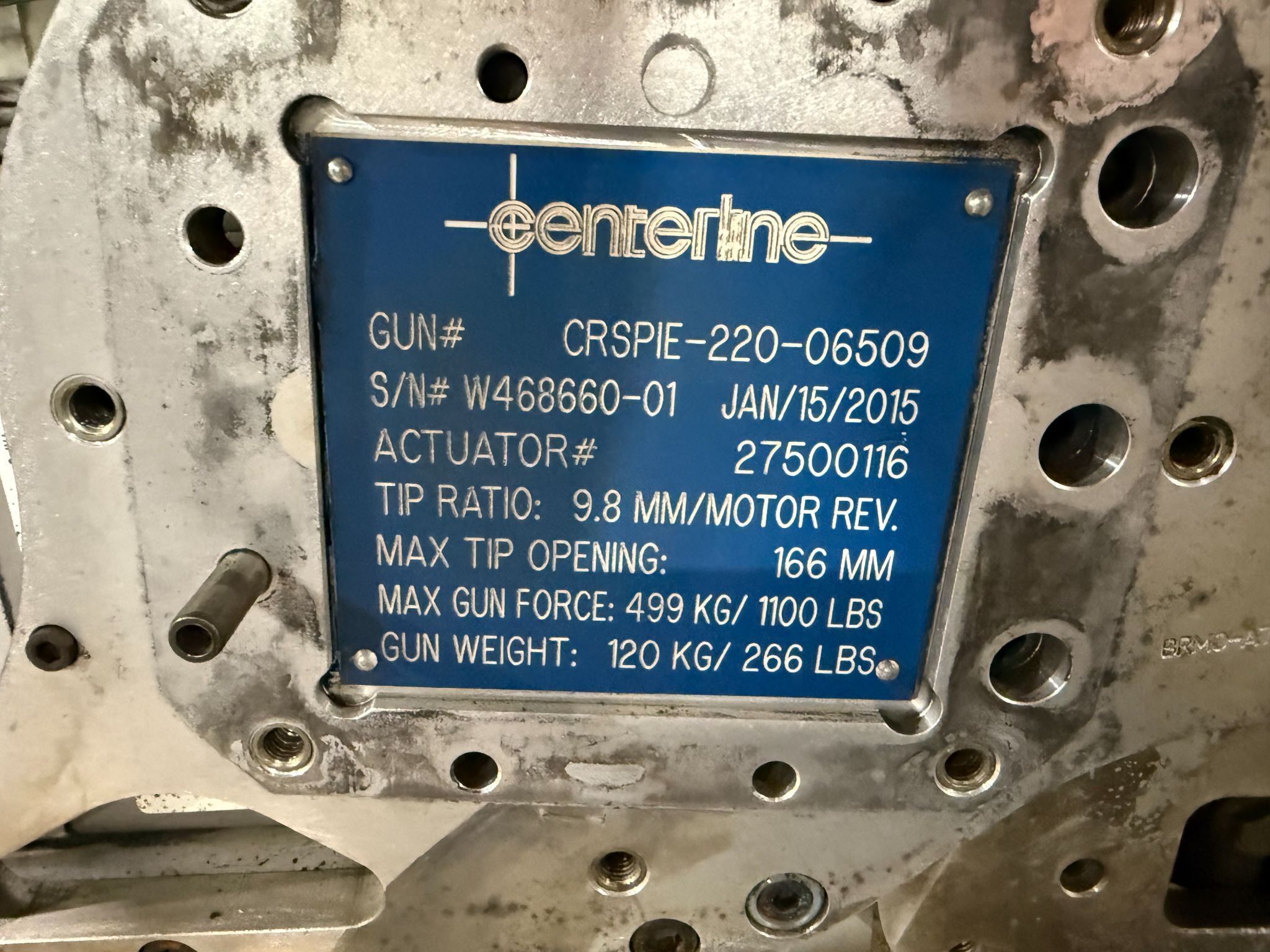 CENTERLINE CRSPIE-220-06509 Pinch-Type Weld Gun USED - Tested 2