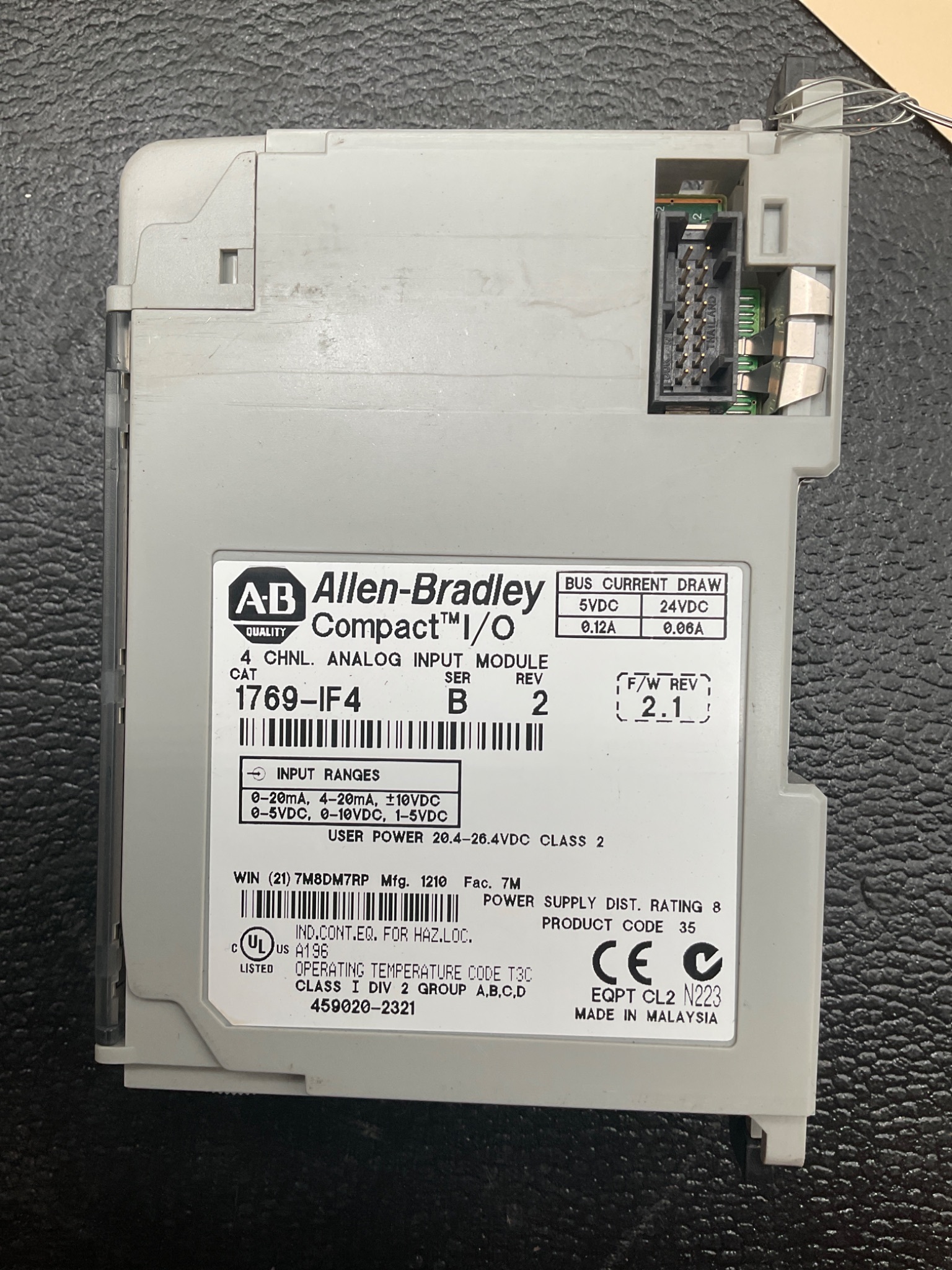 ALLEN BRADLEY 1769-IF4 CompactLogix 4-Channel Analog Input Module USED 2