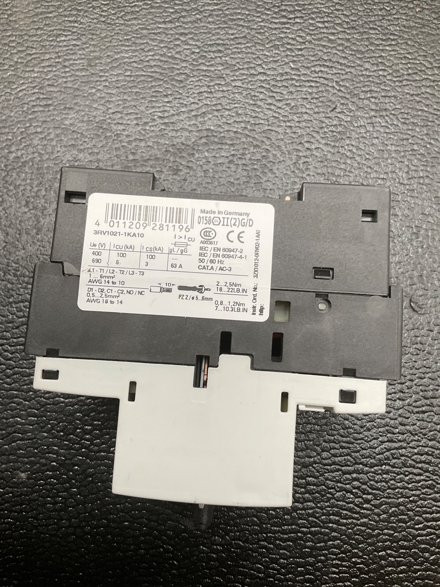 SIEMENS 3RV1021-1KA10 Motor Protection Circuit Breaker USED 4