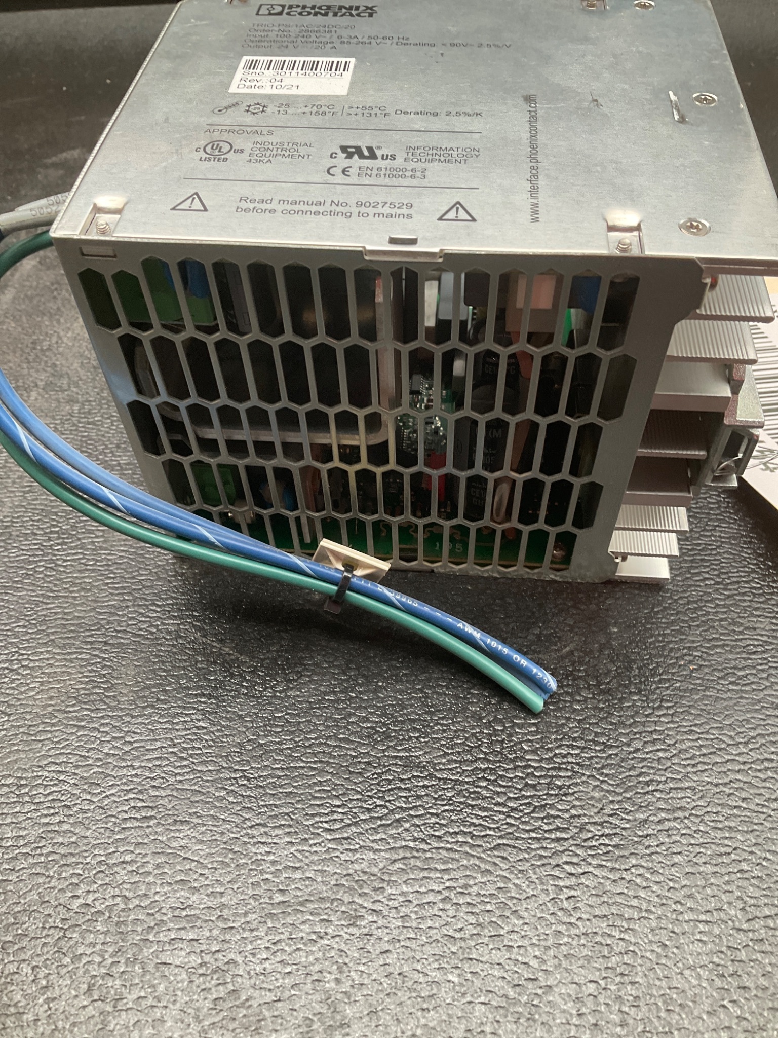 PHOENIX CONTACT TRIO-PS/1AC/24DC/20 DIN Rail Power Supply 24V 20A USED 2