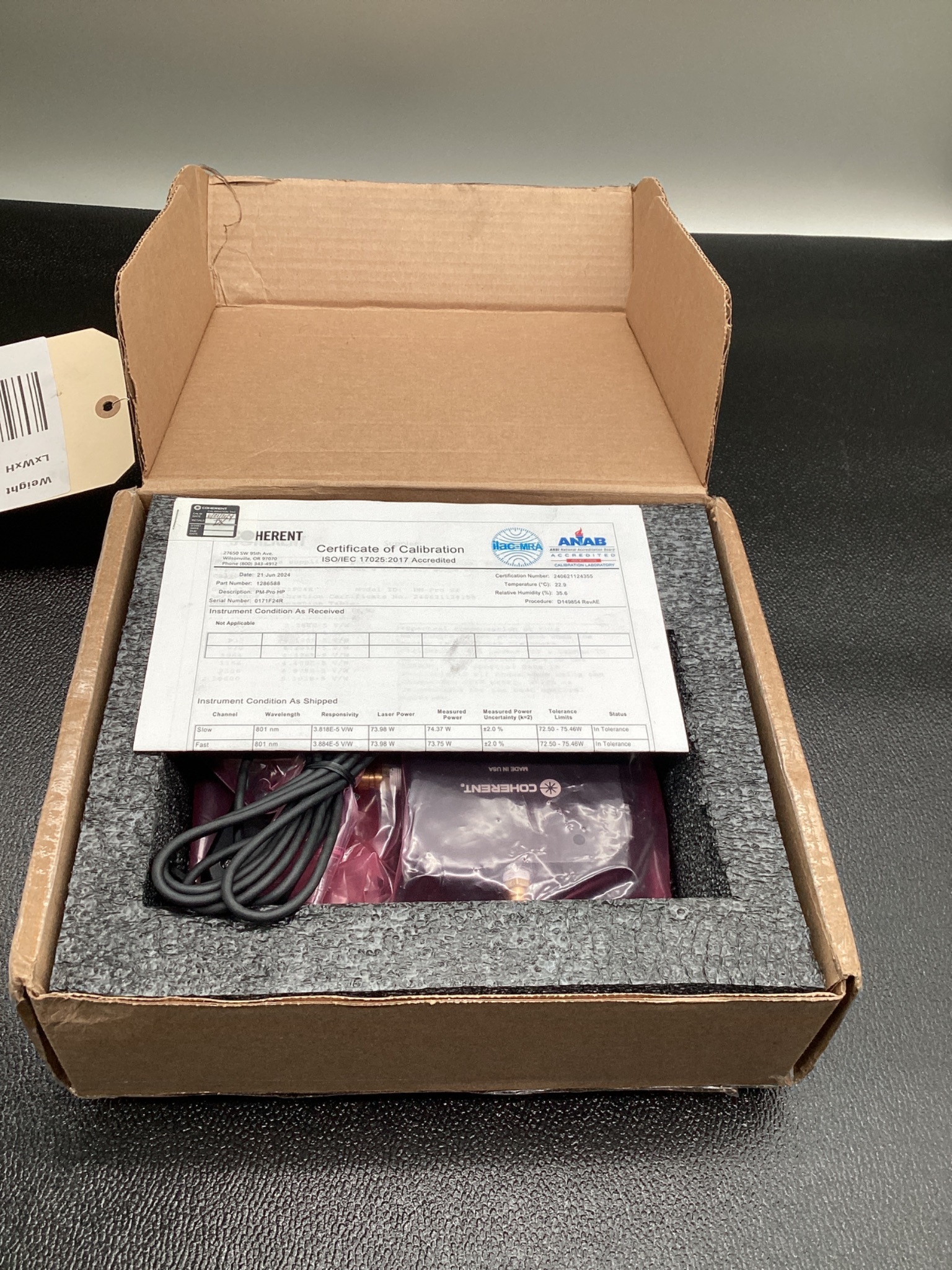 COHERENT PM-P HP POWERMAX PRO LASER SENSOR USED 0