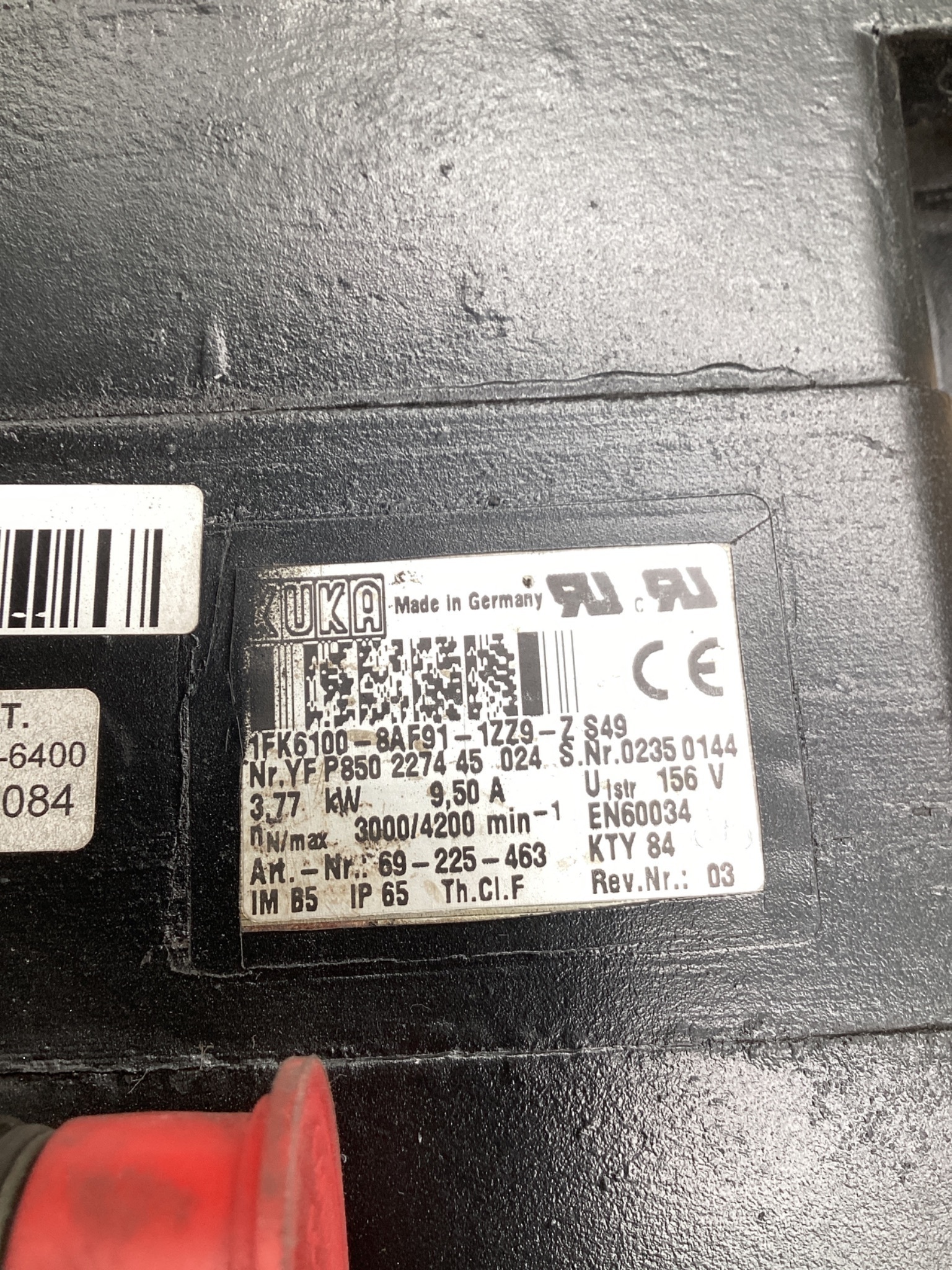 KUKA 1FK6100-8AF91-1ZZ9-ZS49 3.77kW 156V AC Servo Motor USED 6