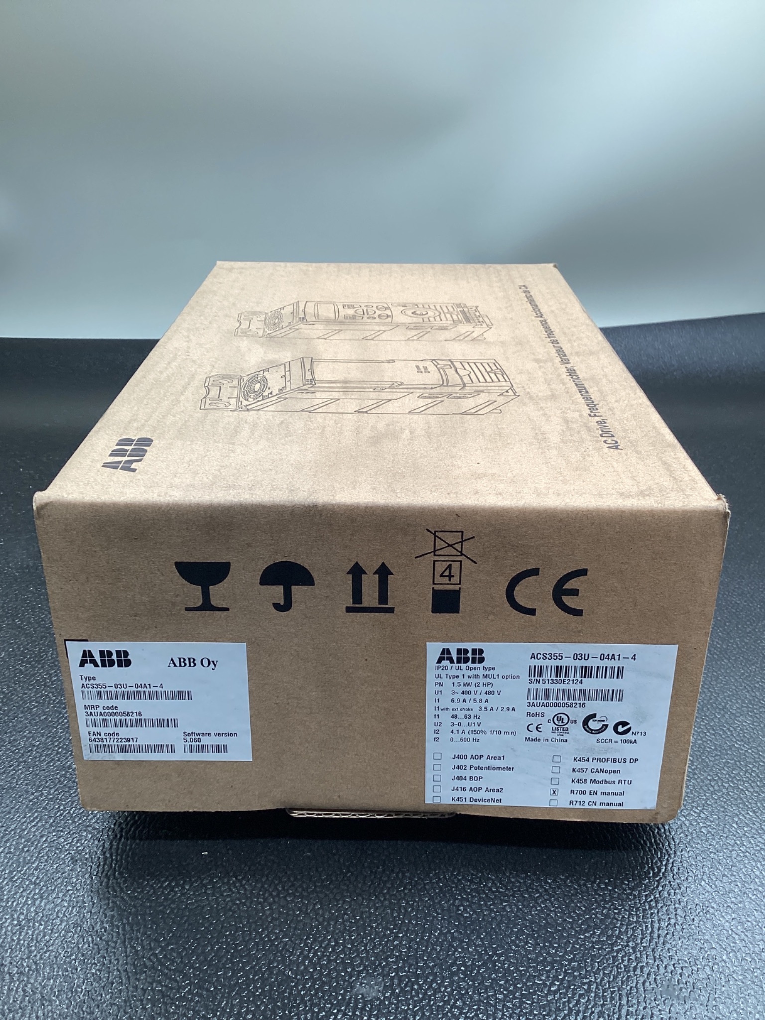 ABB ACS355-03U-04A1-4 2HP 480V AC Machinery Drive IP20 NEW 3