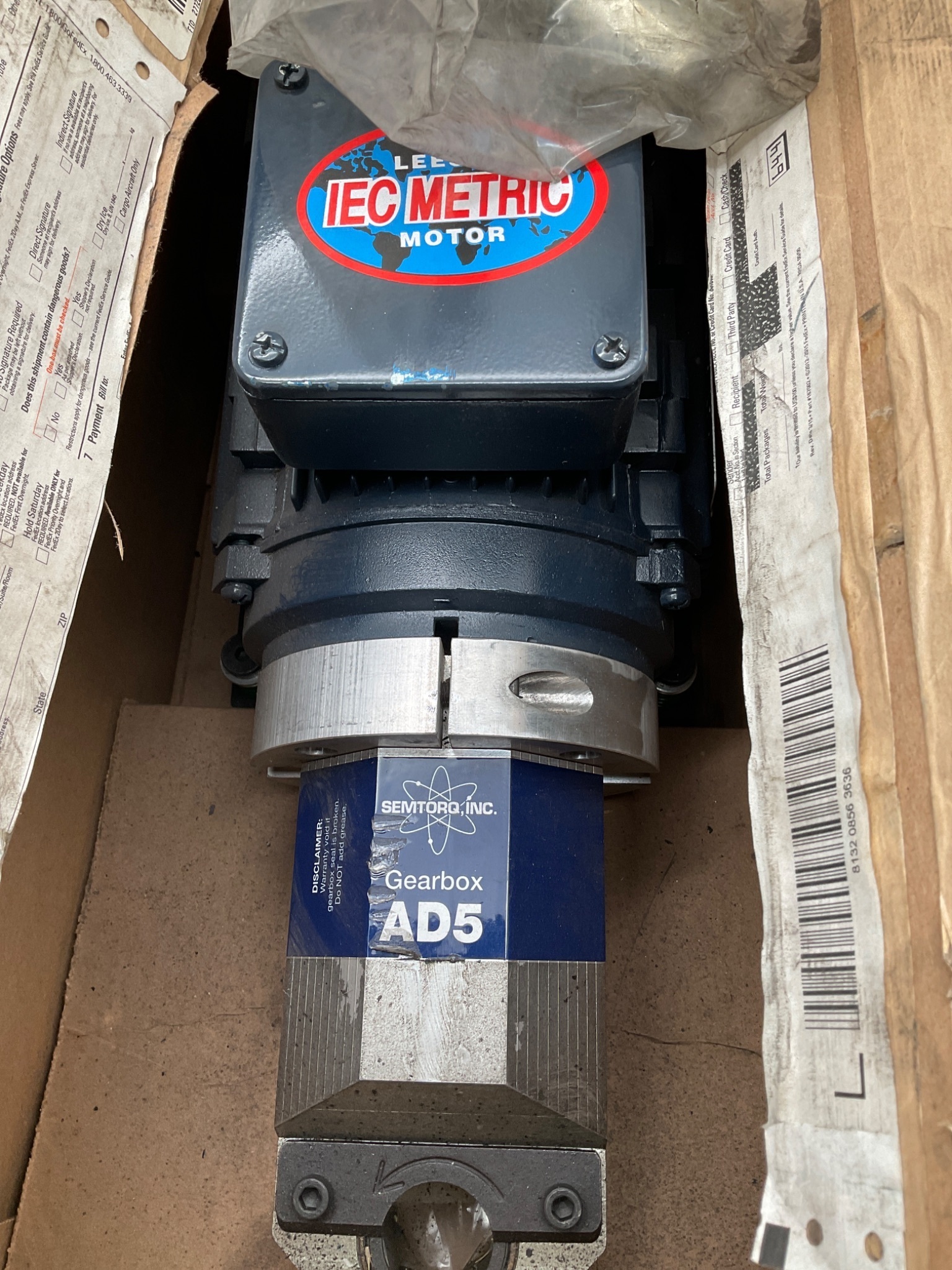 LEESON C80T17FZ4C Motor w/ SEMTORQ AD5 Gearbox 1HP 3PH USED 1