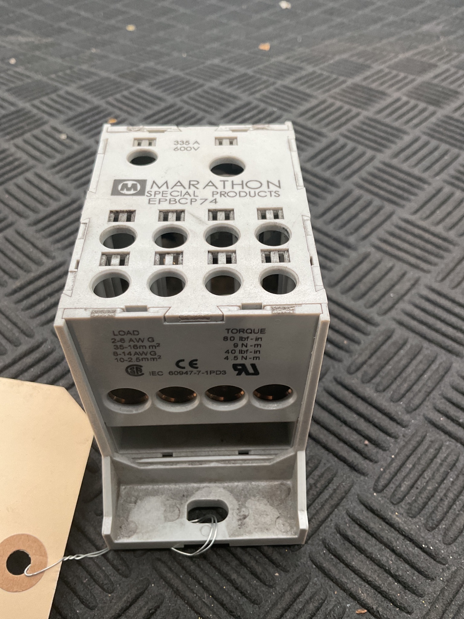 MARATHON EPBCP74 Power Distribution Block 335A 600V USED 2