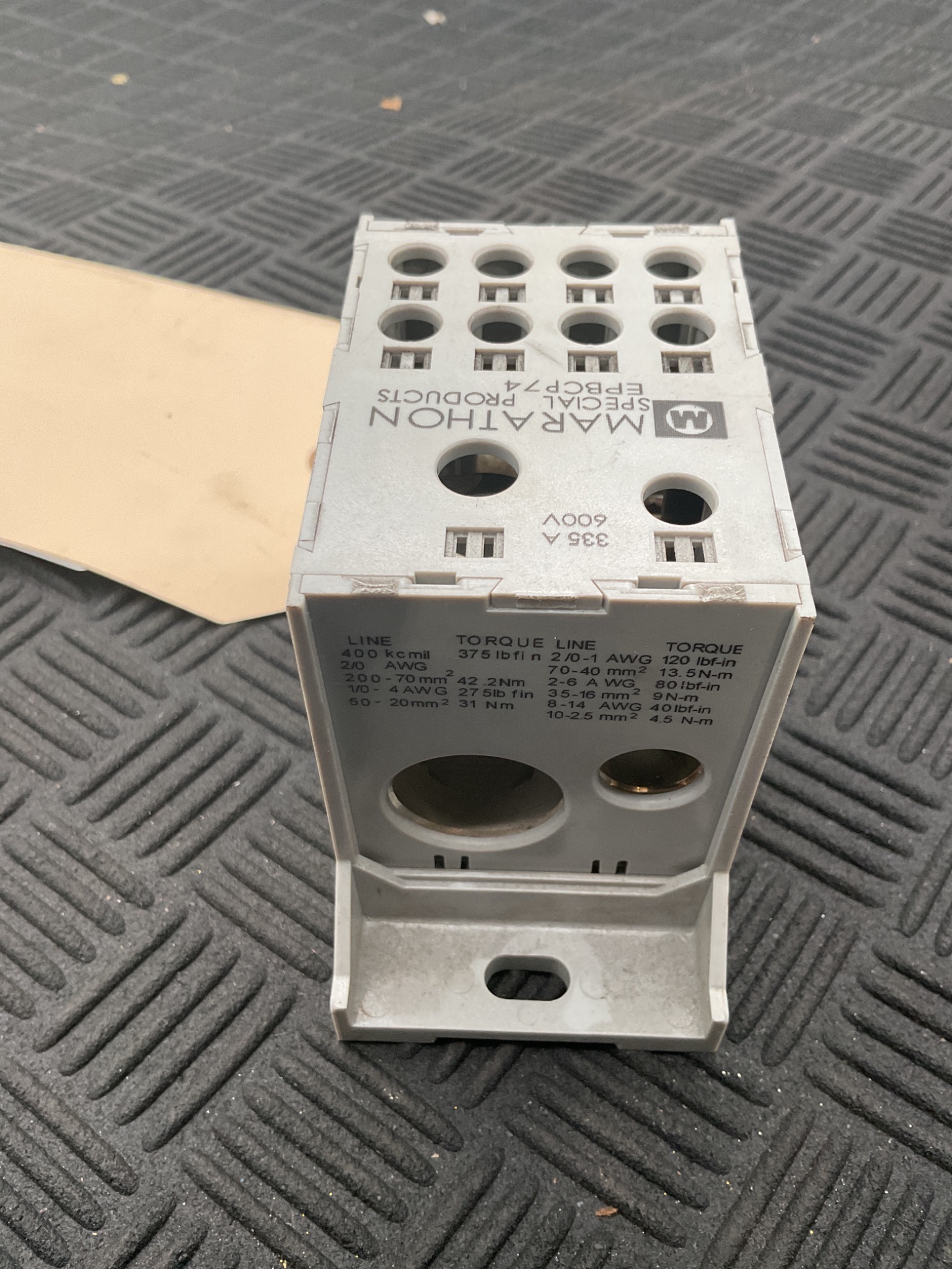 MARATHON EPBCP74 Power Distribution Block 335A 600V USED 3