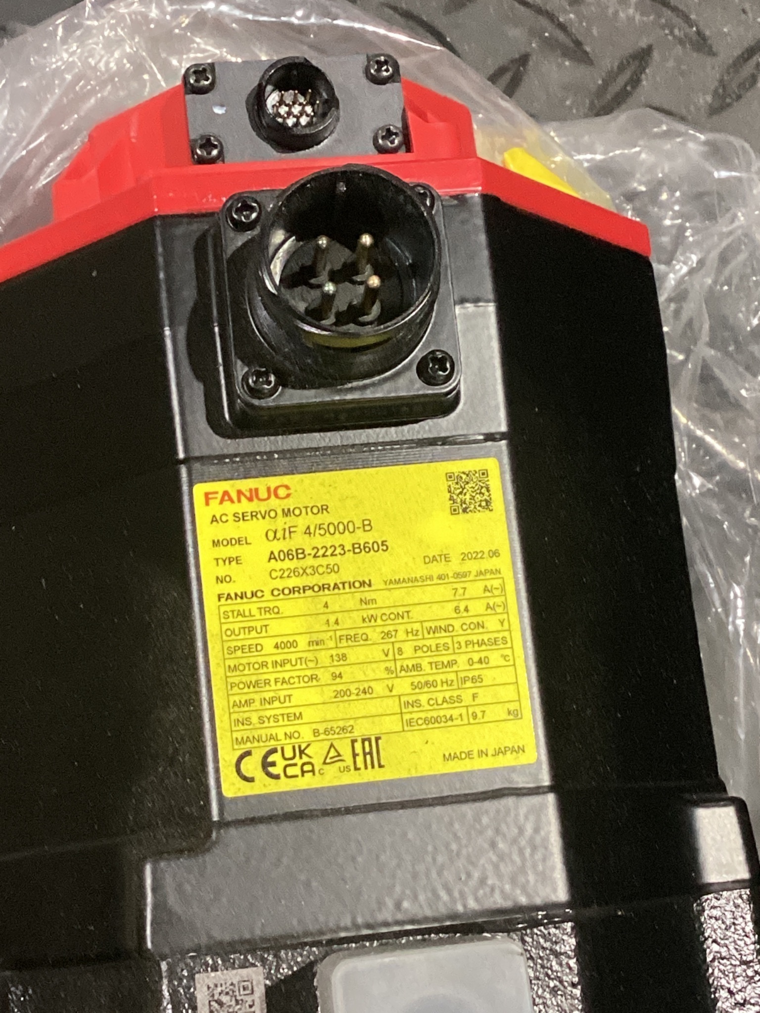FANUC A06B-2223-B605 Servo Motor AiF 4/5000-B USED - Broken Encoder Connector 3