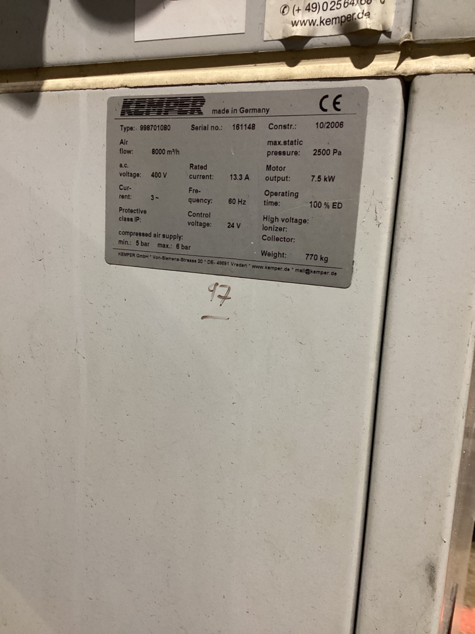 KEMPER SYSTEM 8000 Welding Fume Extraction Unit USED 4