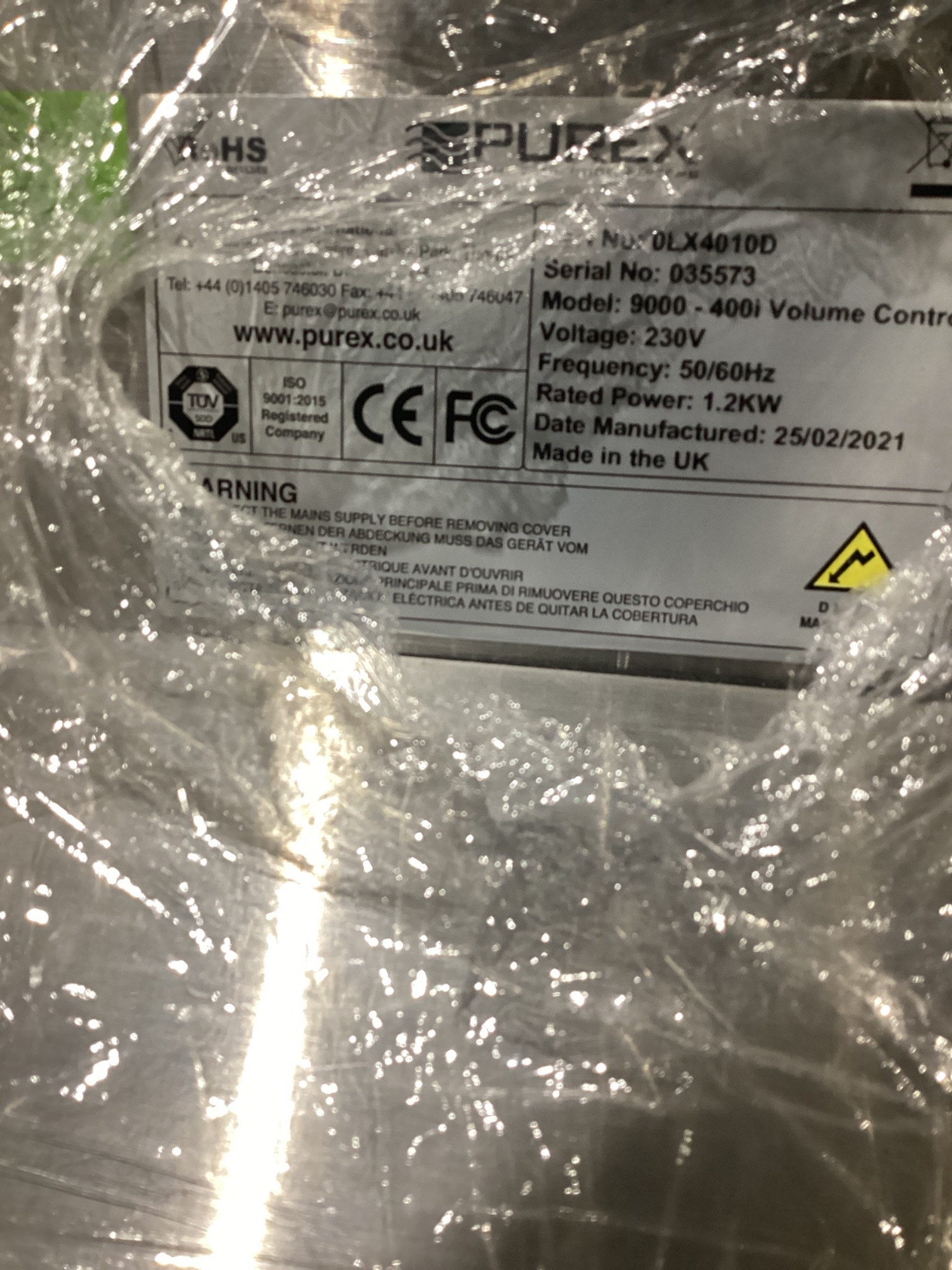 PUREX 0LX4010D 400i Digital Fume Extraction Unit 230V NEW 3