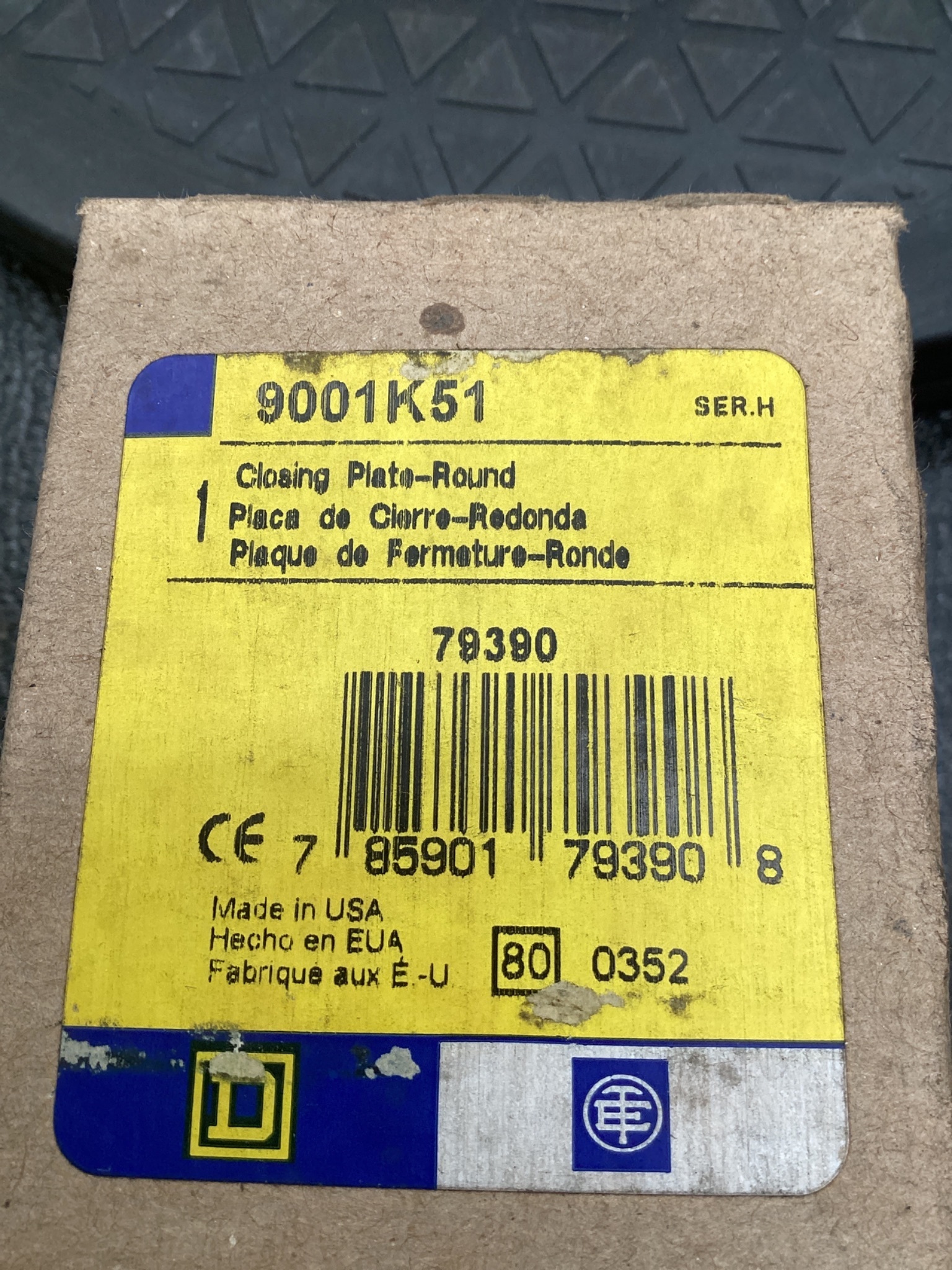 SQUARE D 9001K51 30mm Push Button Closing Plate Type K Gray NEW 3