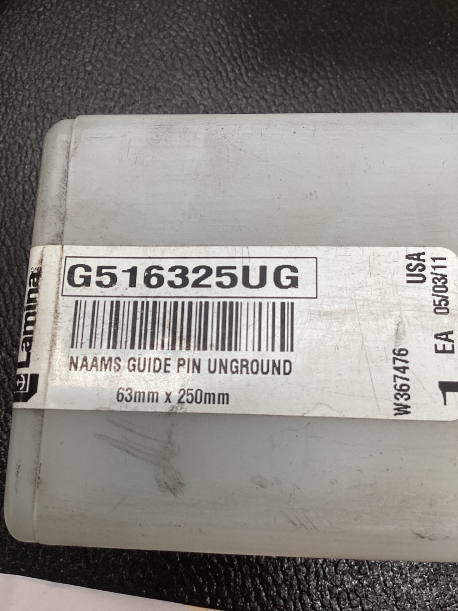 LAMINA G516325UG NAAMS Guide Pin 63mm x 250mm Unground USED 6