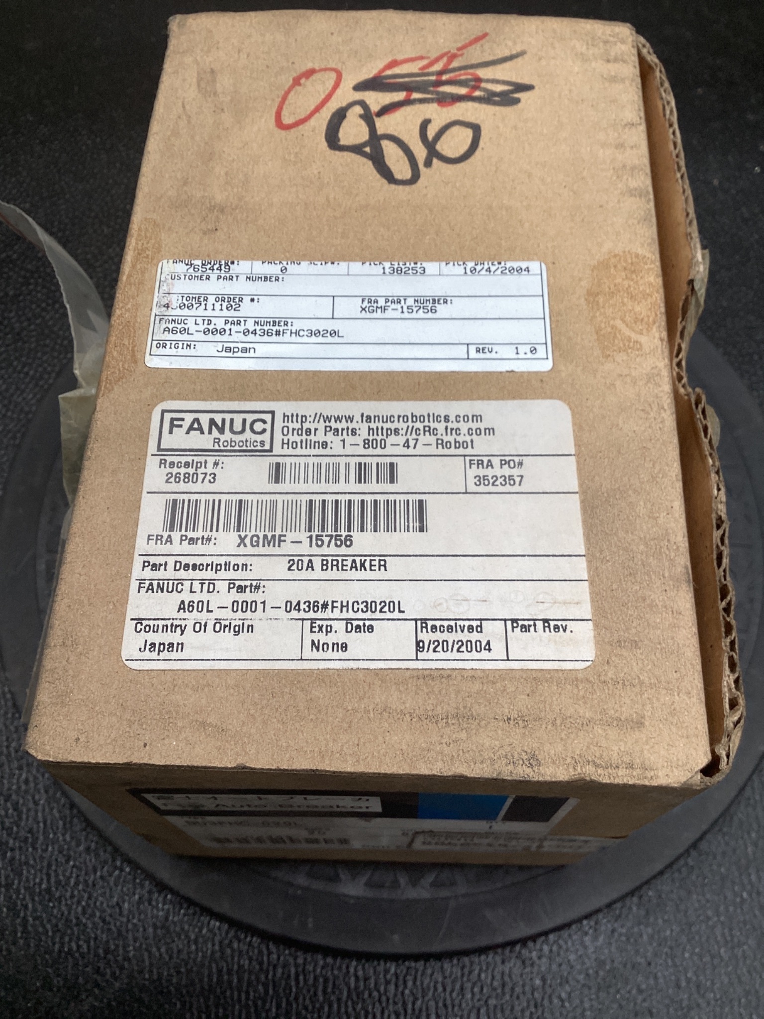 FUJI BU3FHC-020L Molded Case Circuit Breaker 20A 600VAC 3-Pole NEW 3