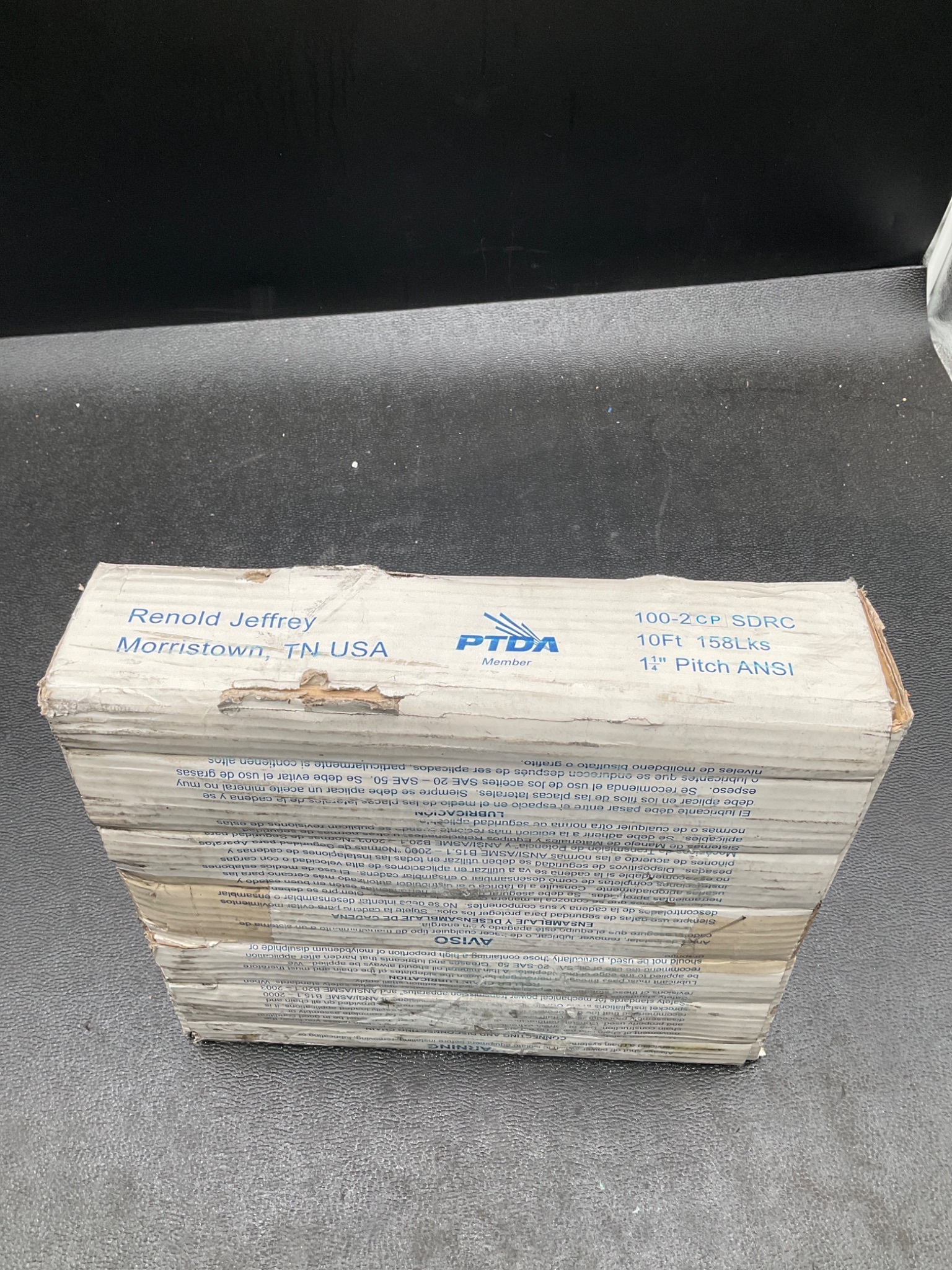 PTDA ANSI 100-2CP Standard Duty Roller Chain 10' 158 Link NEW 1