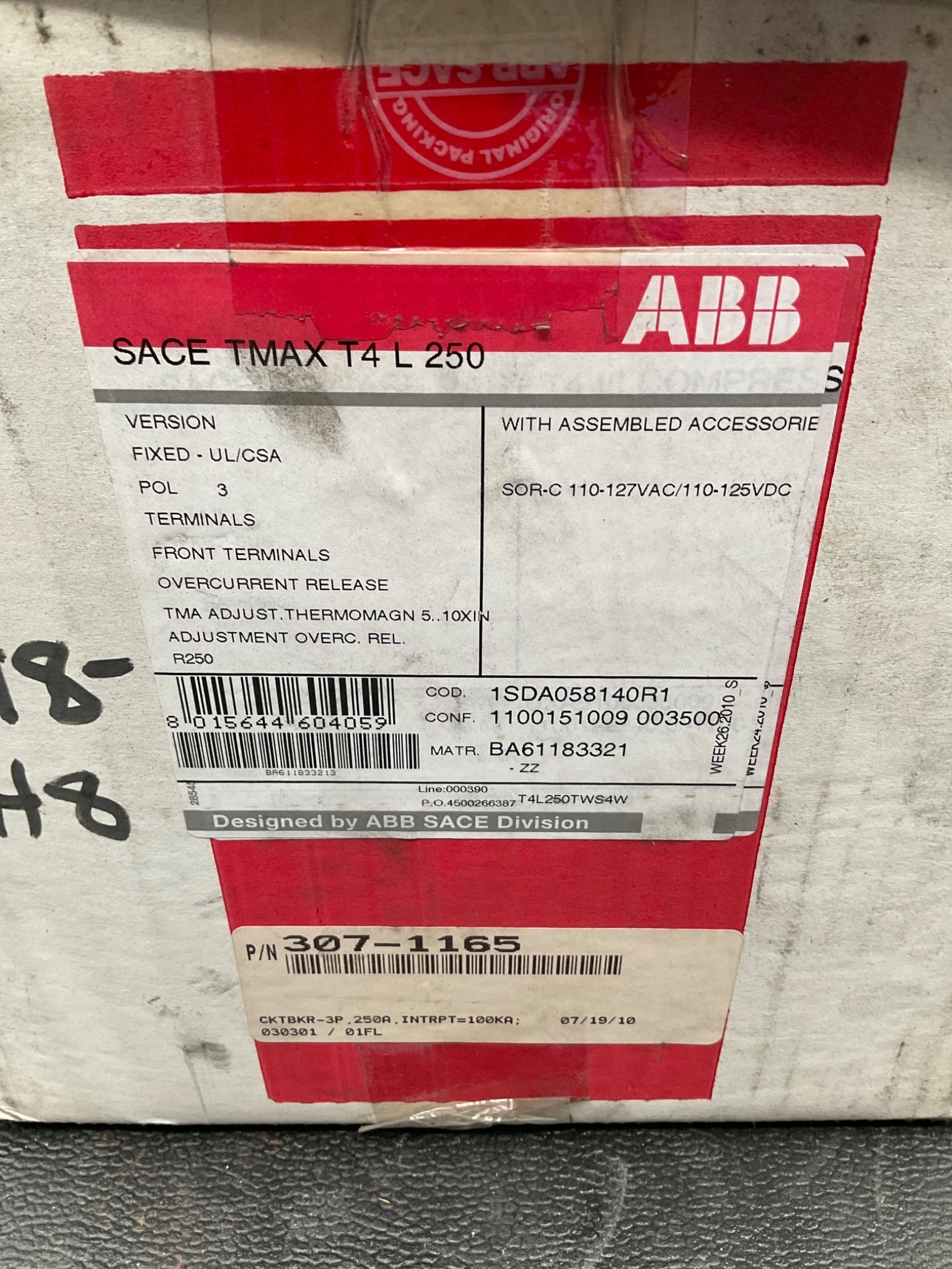 ABB SACE TMAX T4 L 250 Molded Case Circuit Breaker NEW 4
