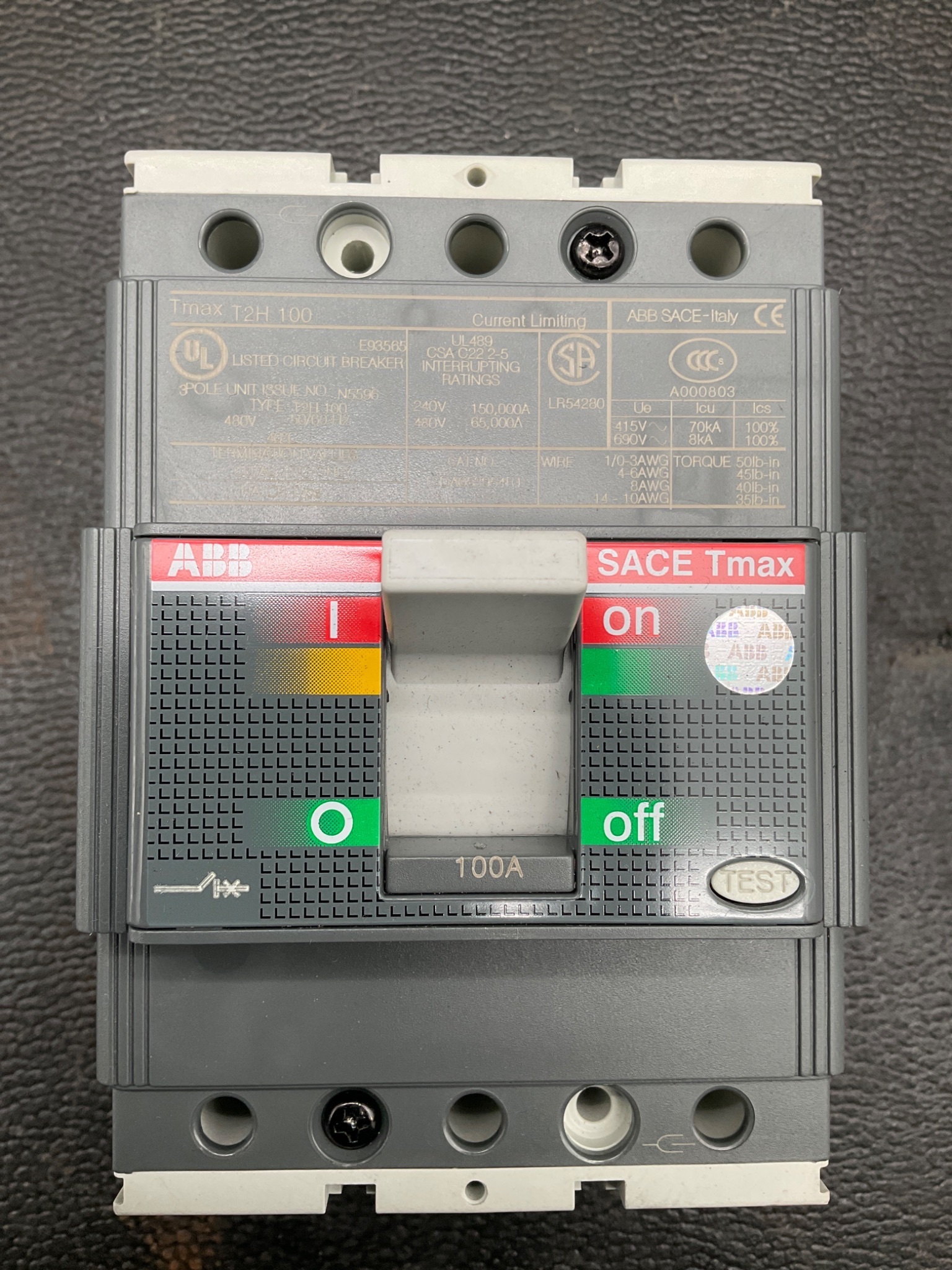 ABB SACE TMAX T2 H 100 Molded Case Circuit Breaker NEW 5