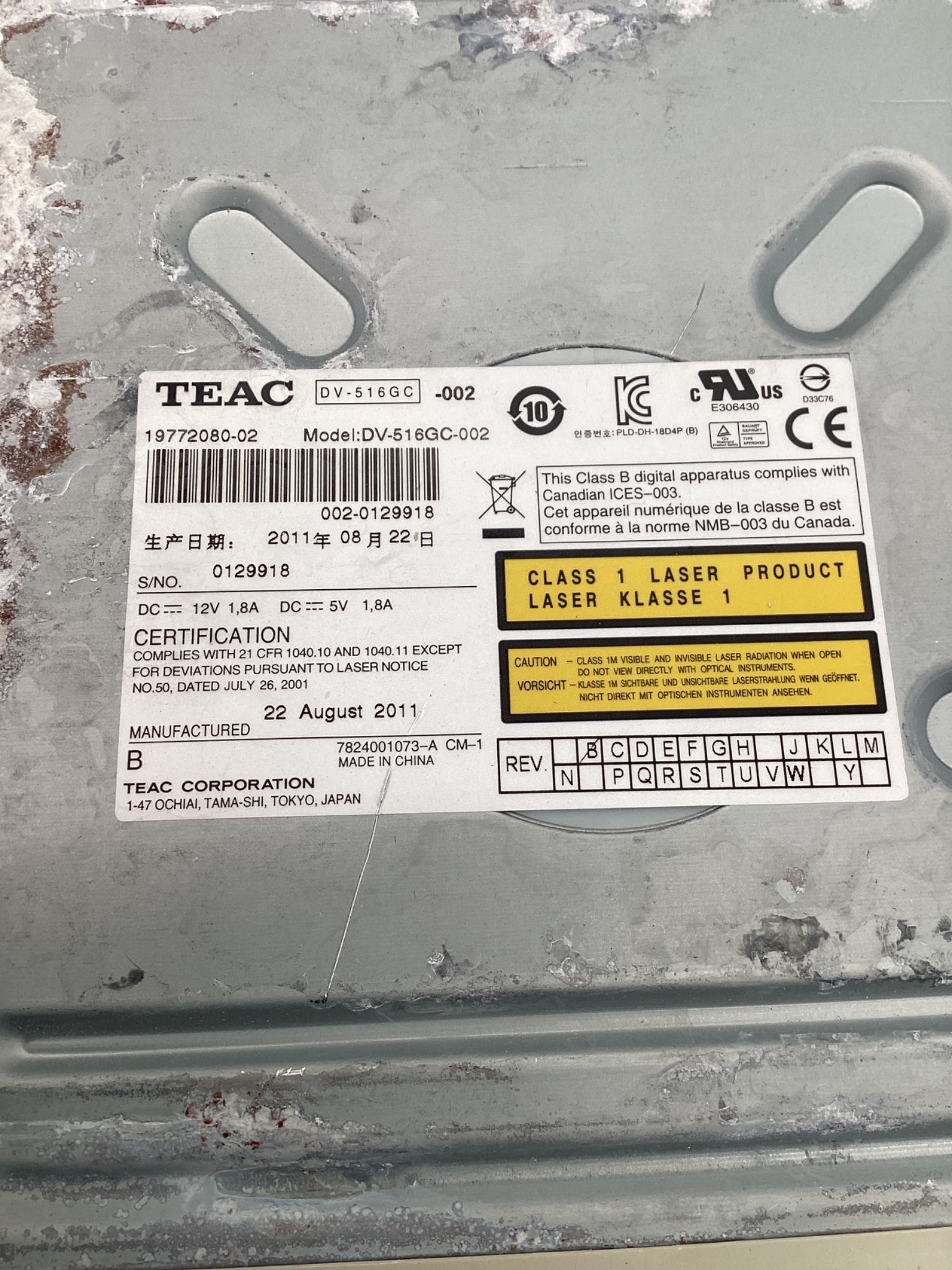 TEAC DV-516GC-002 DVD-ROM Drive IDE Interface USED 4