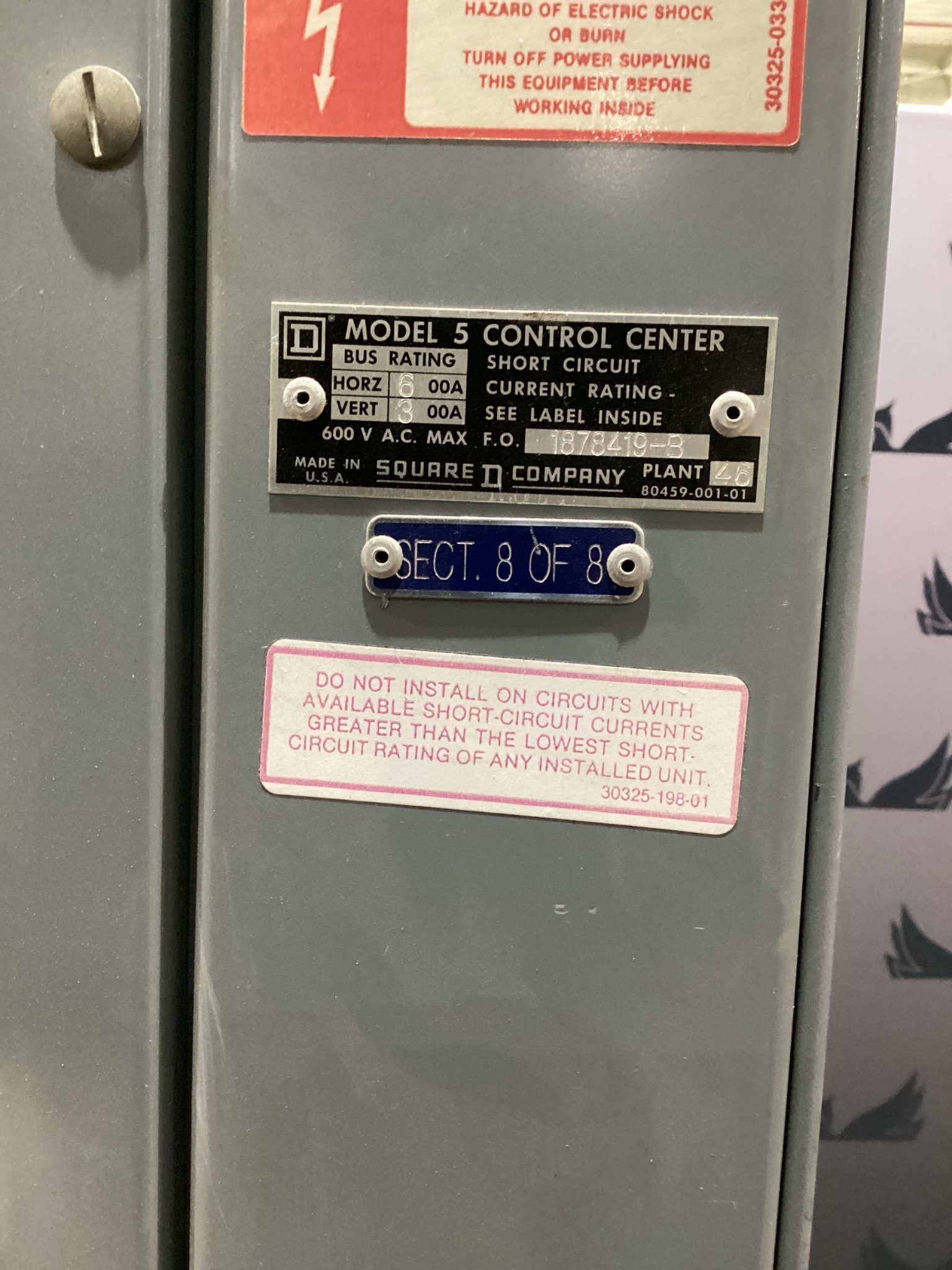 SQUARE D MODEL 5 CONTROL BOX USED 2