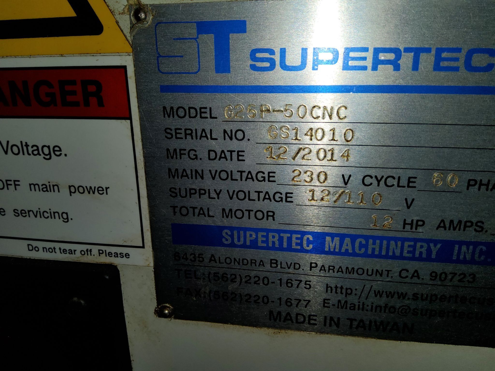 2014 SUPERTEC G25P-50CNC UNIVERSAL CYLINDRICAL GRINDER 8