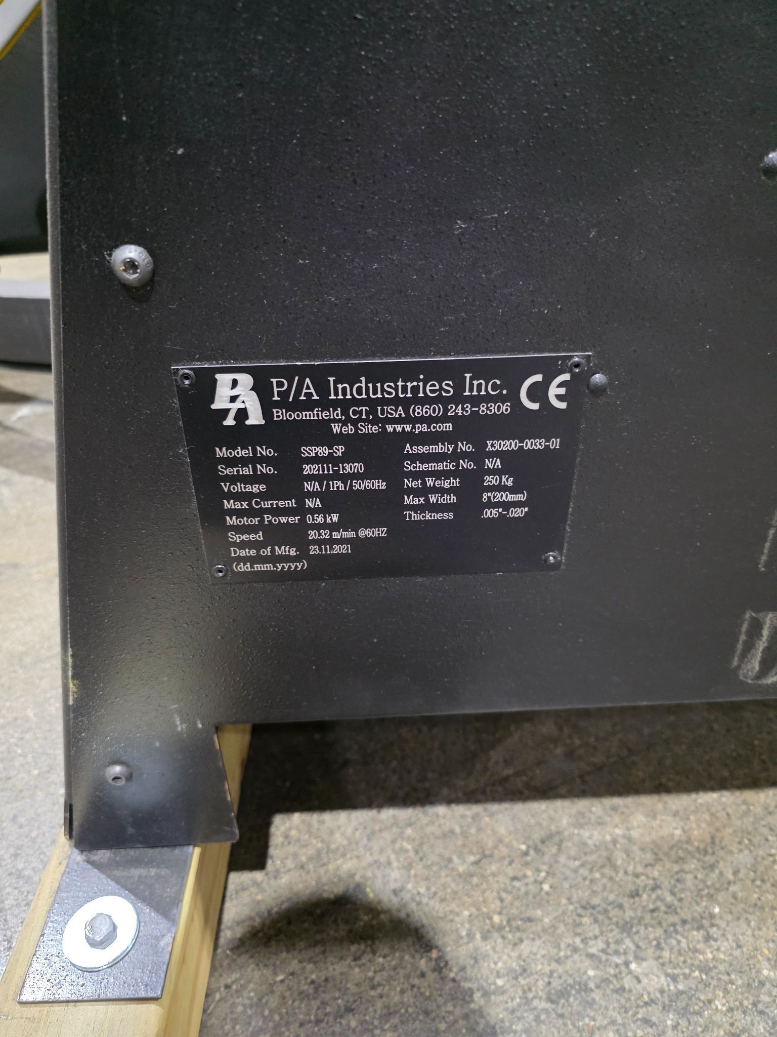 PA INDUSTRIES DRSA-1612-SP W/ SSP89-SP & Straightener PPR-220M CONTROLLER USED 3