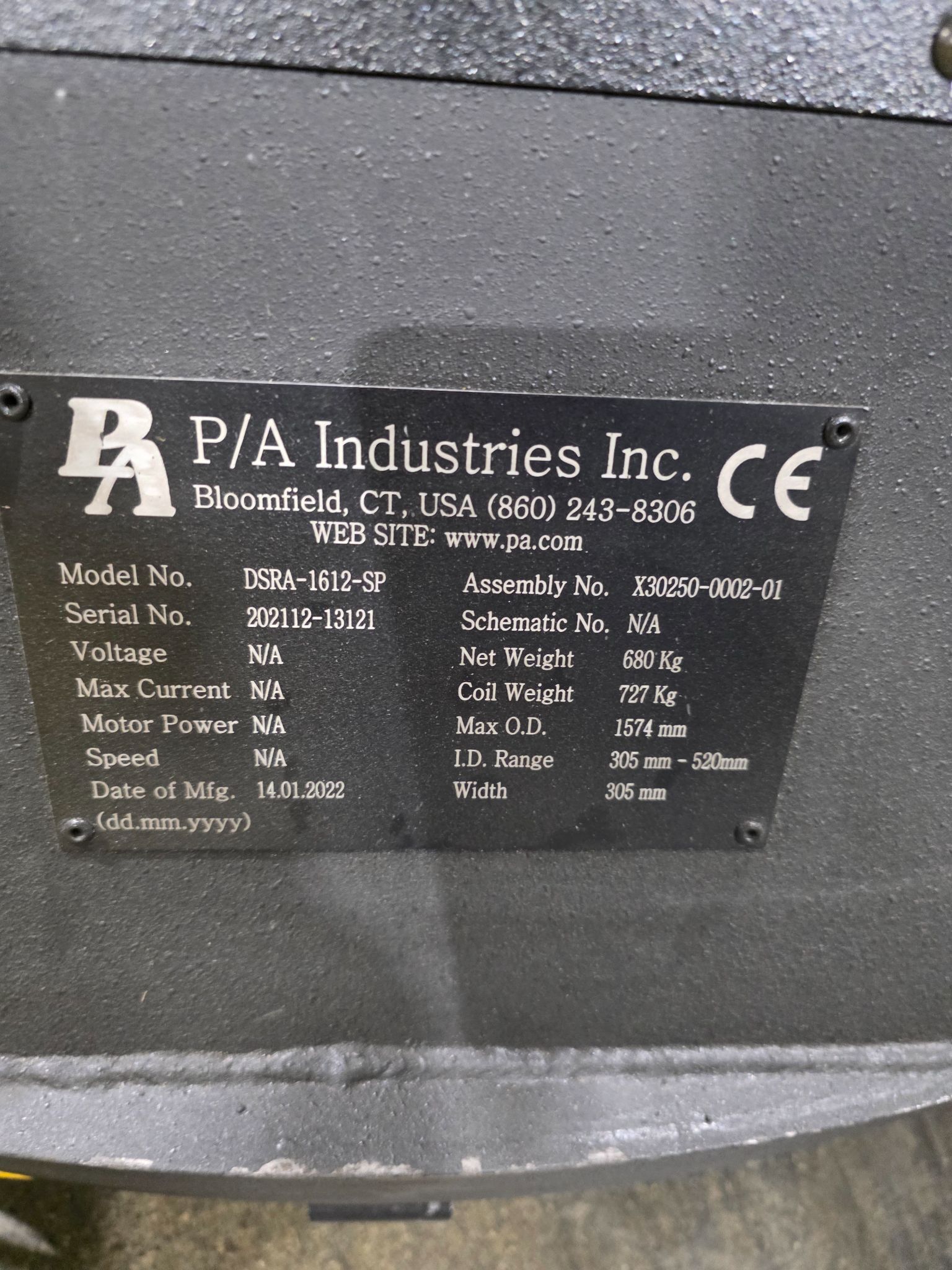 PA INDUSTRIES DRSA-1612-SP W/ SSP89-SP & Straightener PPR-220M CONTROLLER USED 2