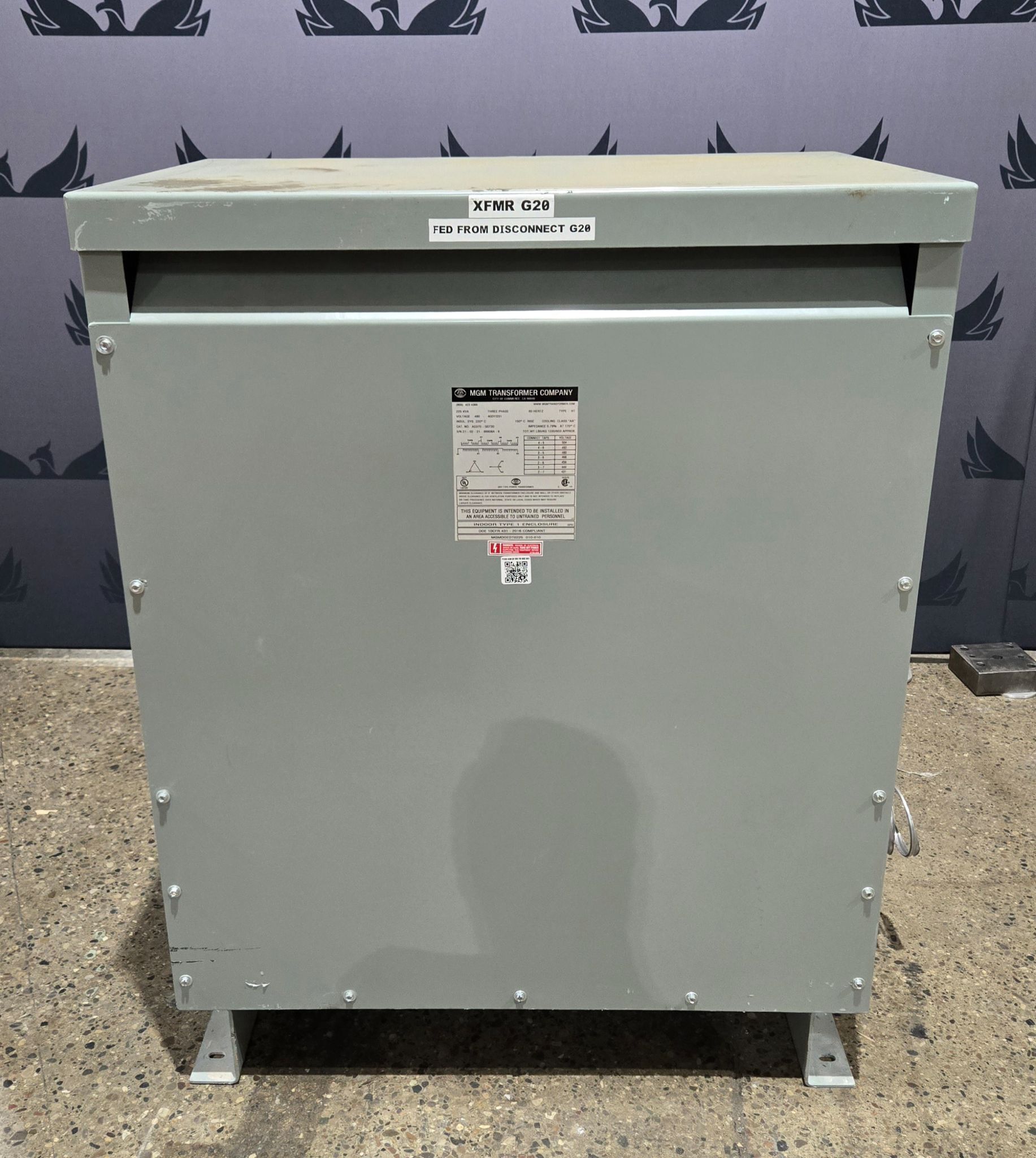 MGM AD370-Q0730 225 kVa Transformer 480V - 400Y/231V, 3-PH USED 0