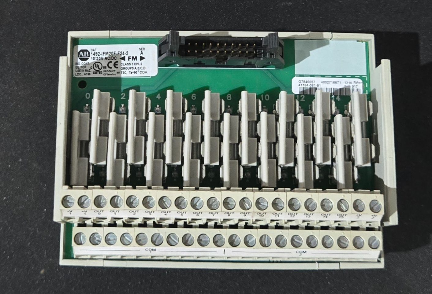 ALLEN BRADLEY 1492-IFM20F-F24-2 20 POINT TERMINATION MODULE SER A USED 0