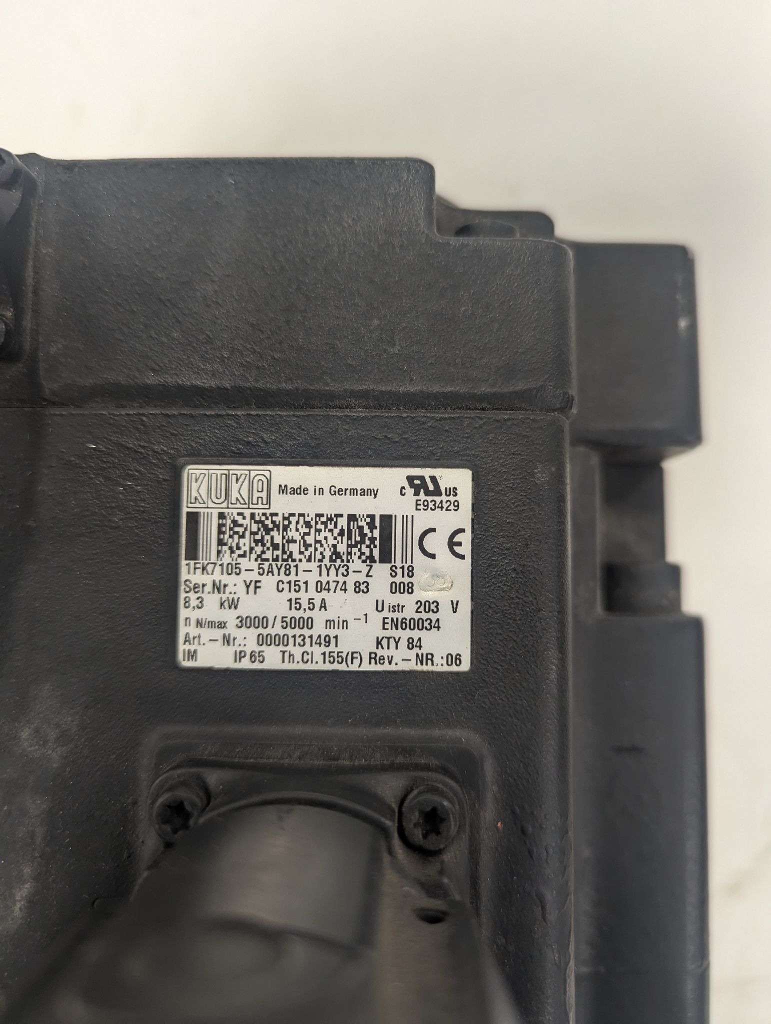 KUKA 1FK7105-5AY81-1YY3-Z S18 SERVO MOTOR USED 2