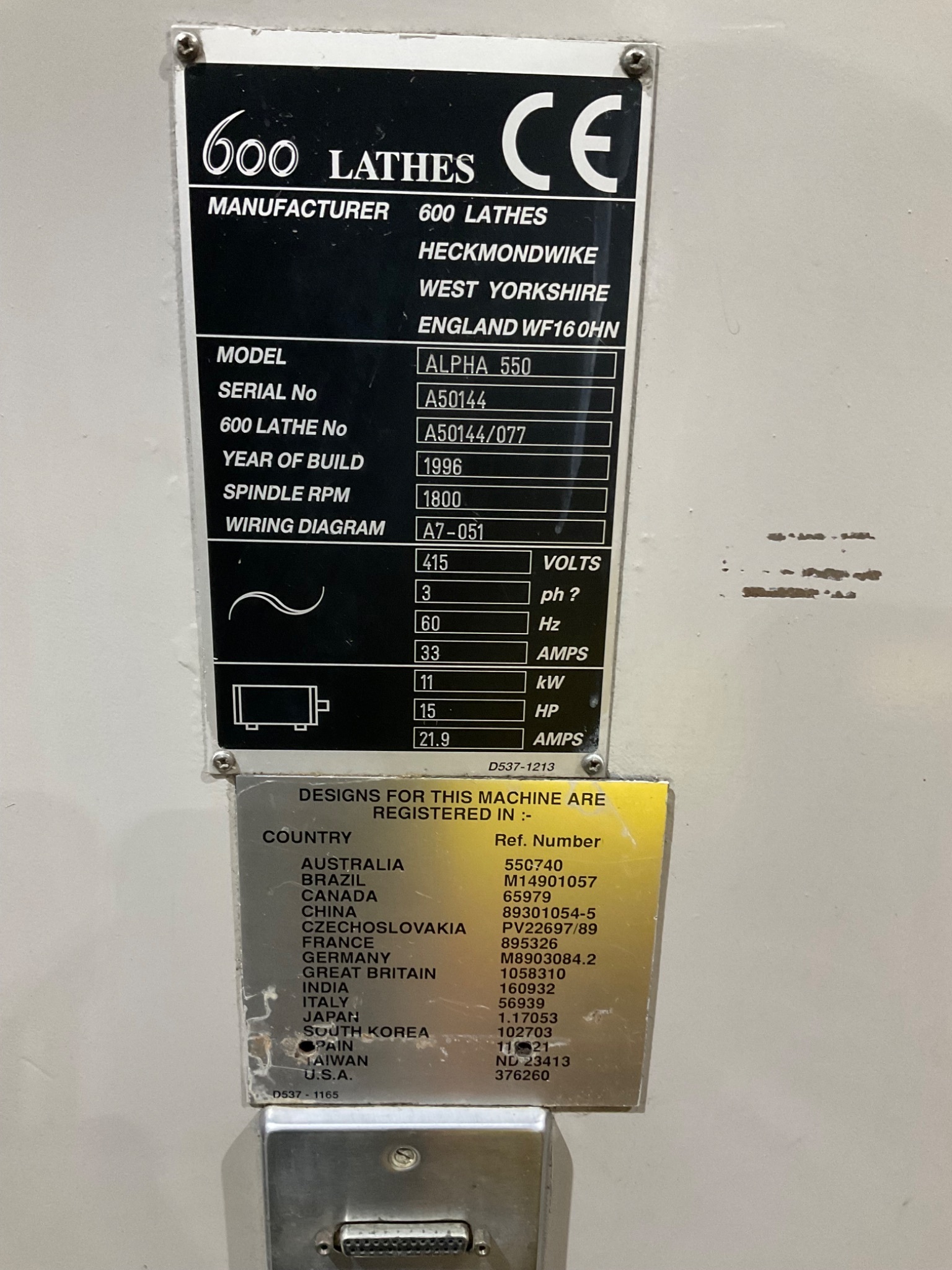 ALPHA 550 CNC LATHE USED 1