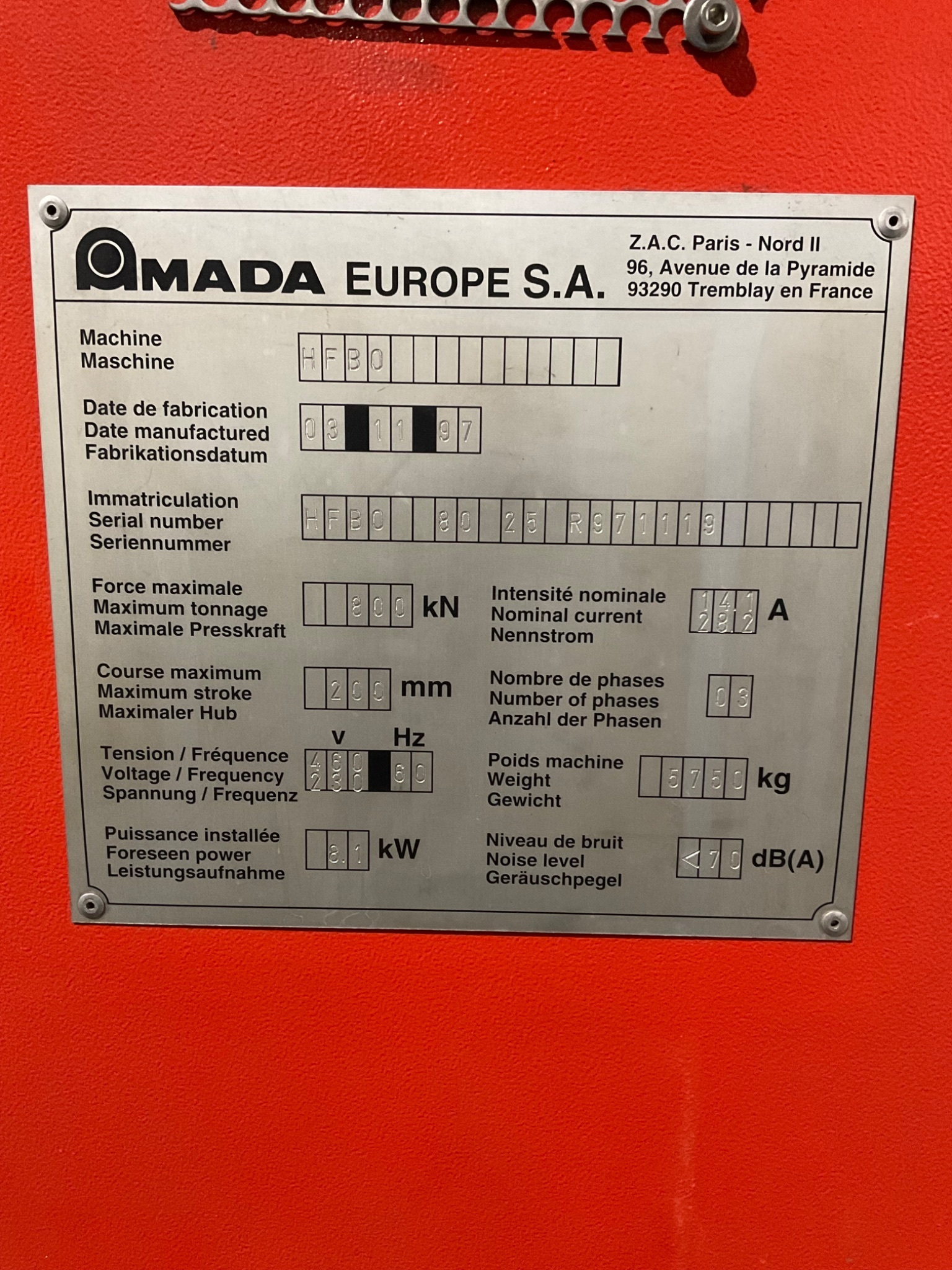 AMADA HFB-8025 Hydraulic Press Brake 80T USED 1