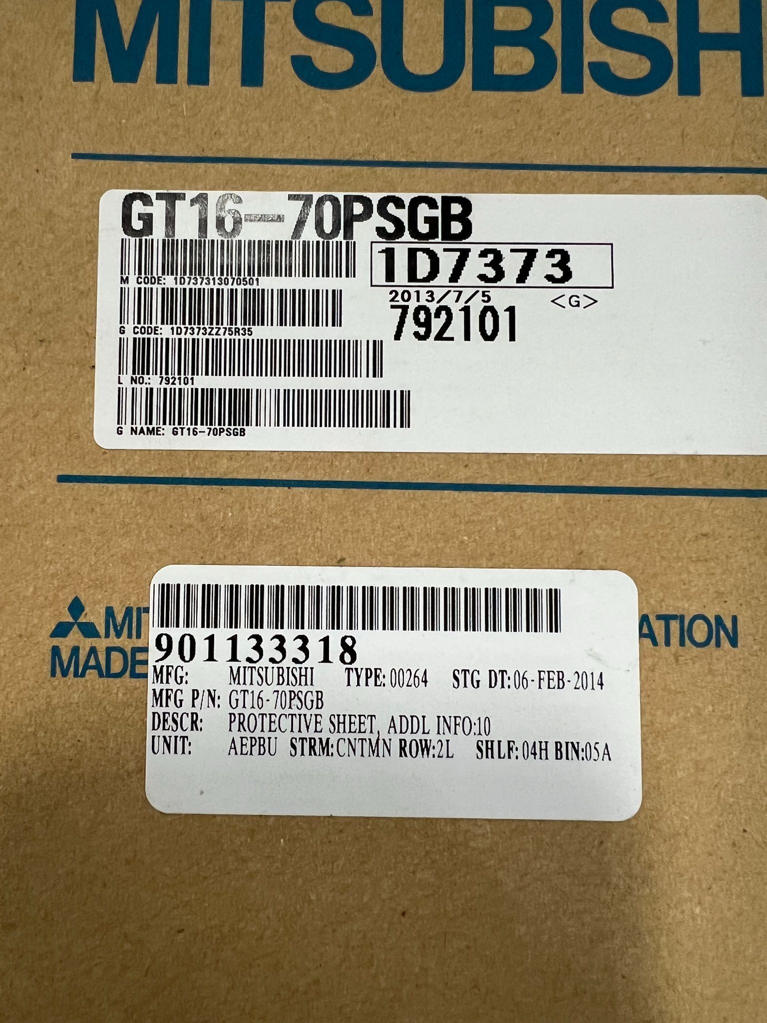 MITSUBISHI GT16-70PSGB PANEL ACCESSORIES, 5 PER PACK, NEW 2