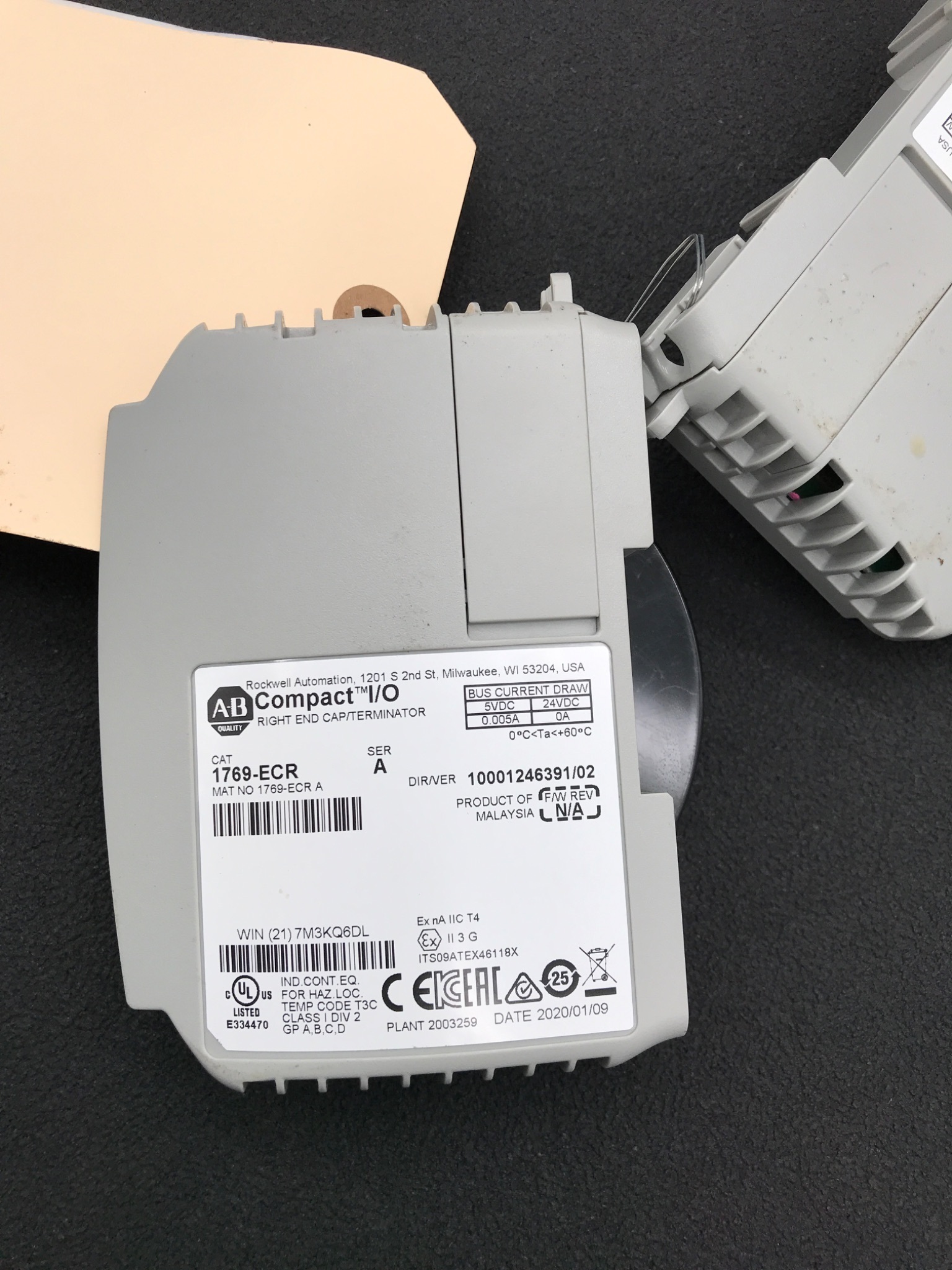 ALLEN BRADLEY 1769-ECR /A Right Hand End Cap USED 0