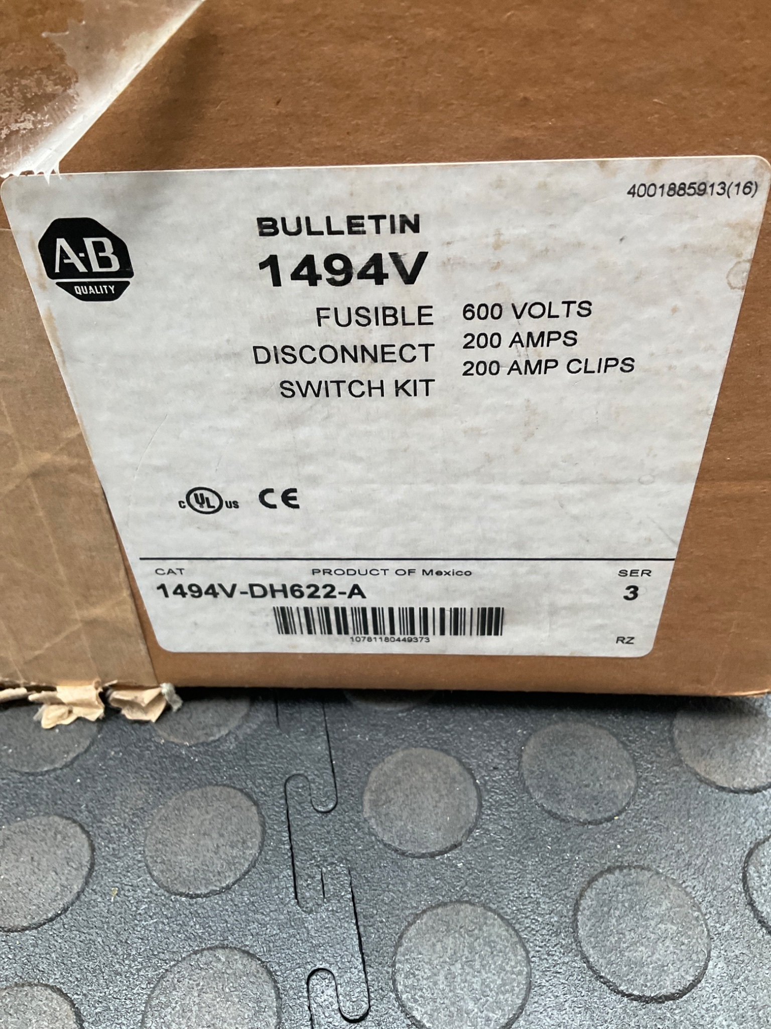 ALLEN BRADLEY 1494V-DH622-A 200A Disconnect Switch Kit NEW 5