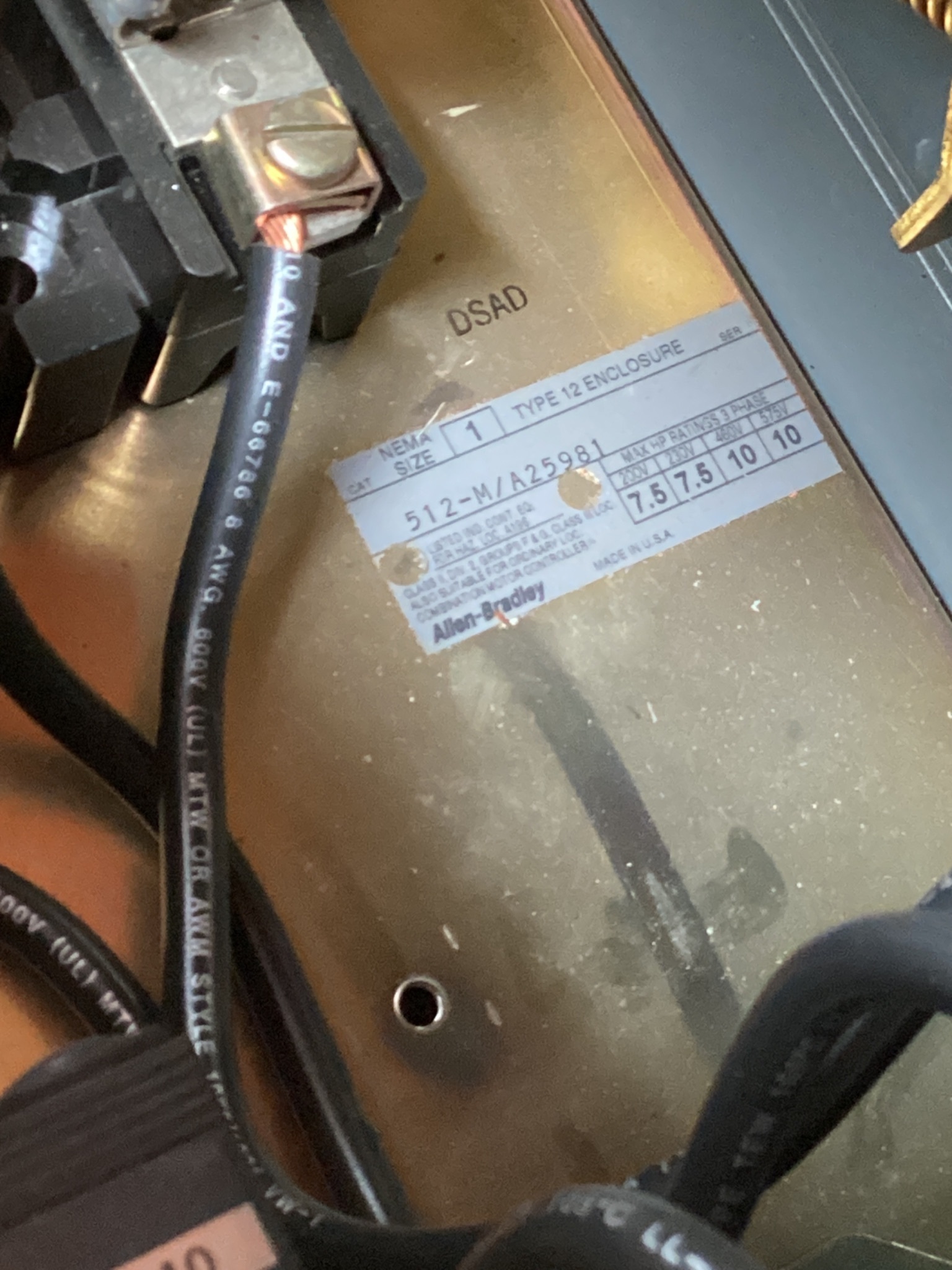 ALLEN BRADLEY 512-M/A25981 Combination Motor Starter USED 6