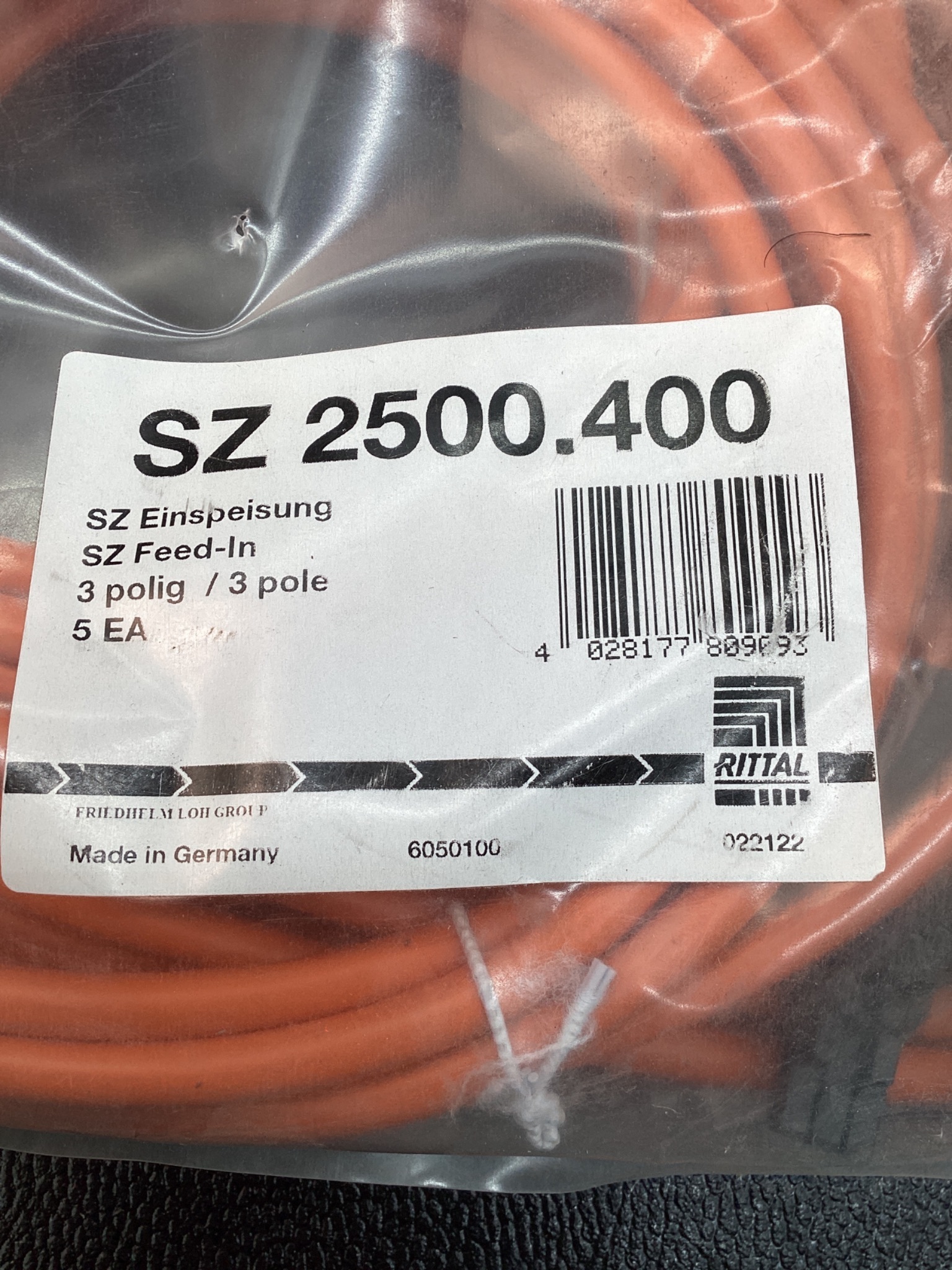 RITTAL SZ 2500.400 LED System Light Cable 3-Pole 3000mm NEW (5 Pack) 3