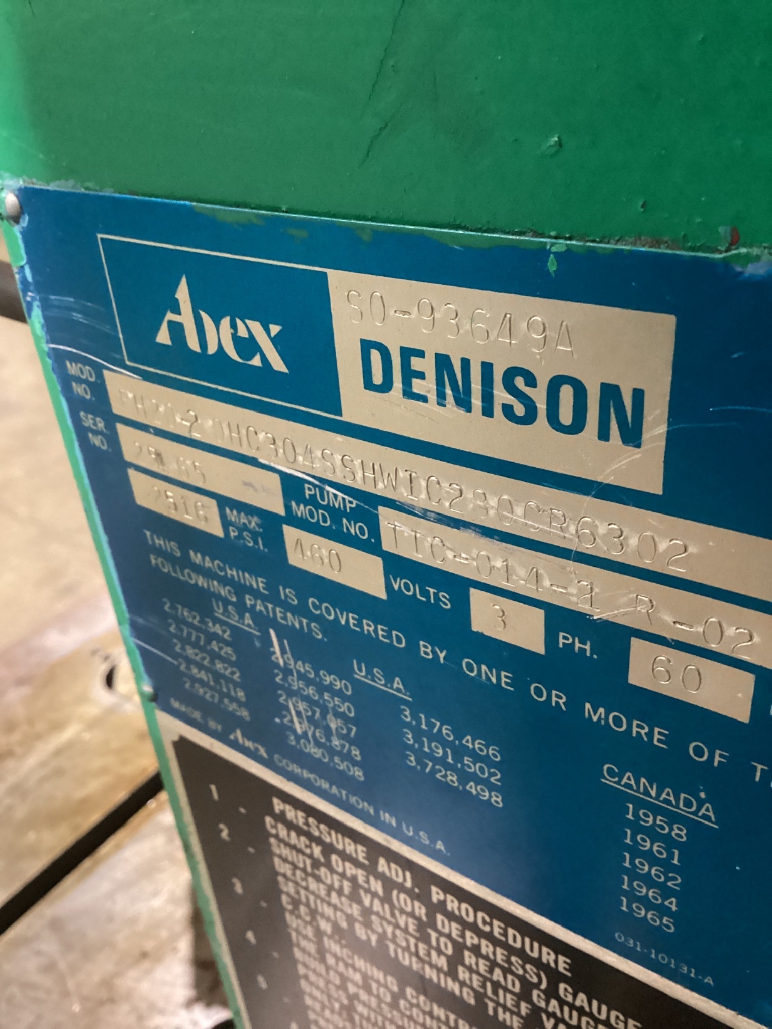 ABEX DENISON FH20-2 OHC304SSHWIC280CR6302 20T Hydraulic Multipress USED 5