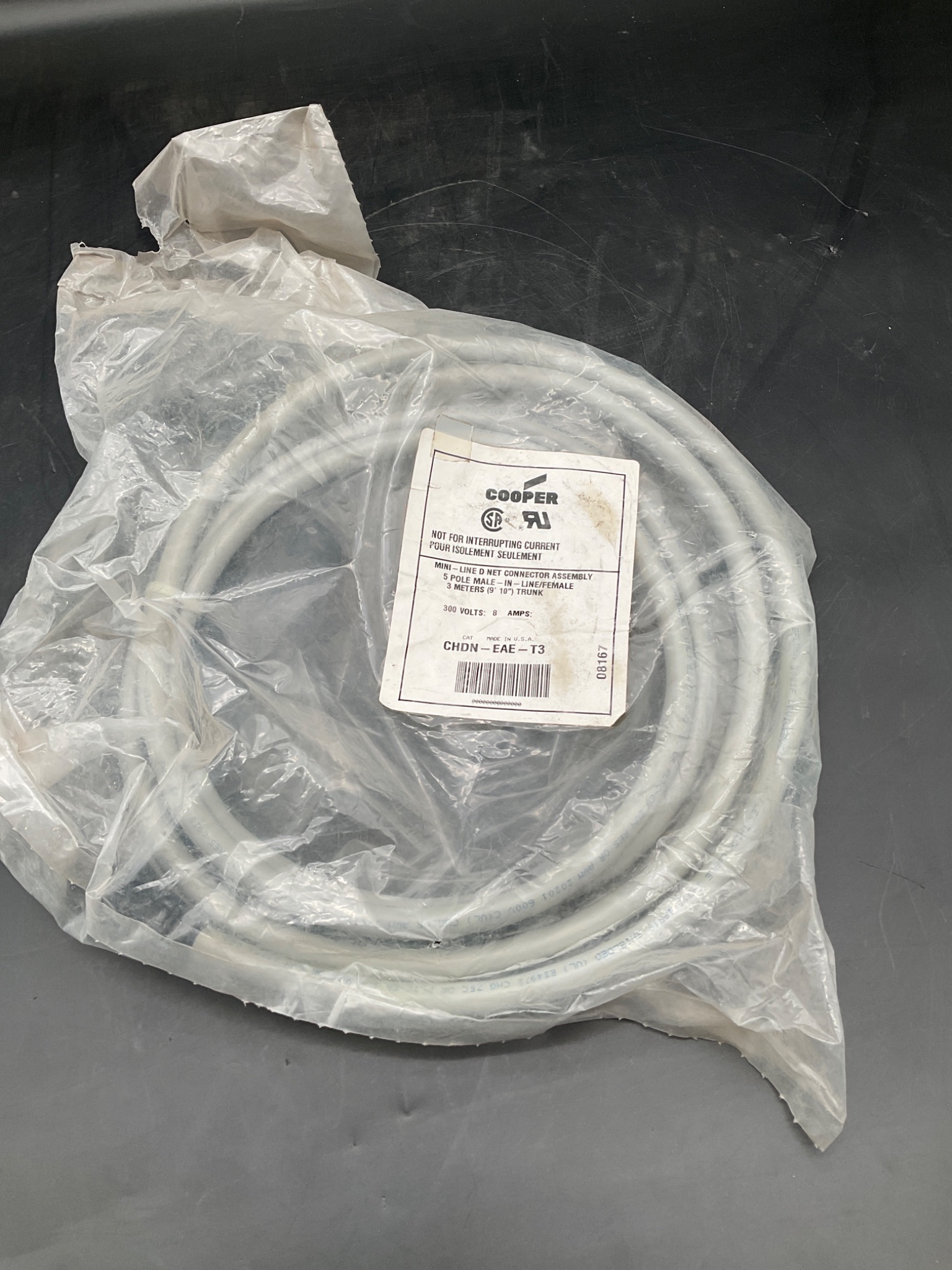 COOPER CHDN-EAE-T3 Mini-Line DNet Connector 5P Male/Female 3M 300V 8A NEW 2