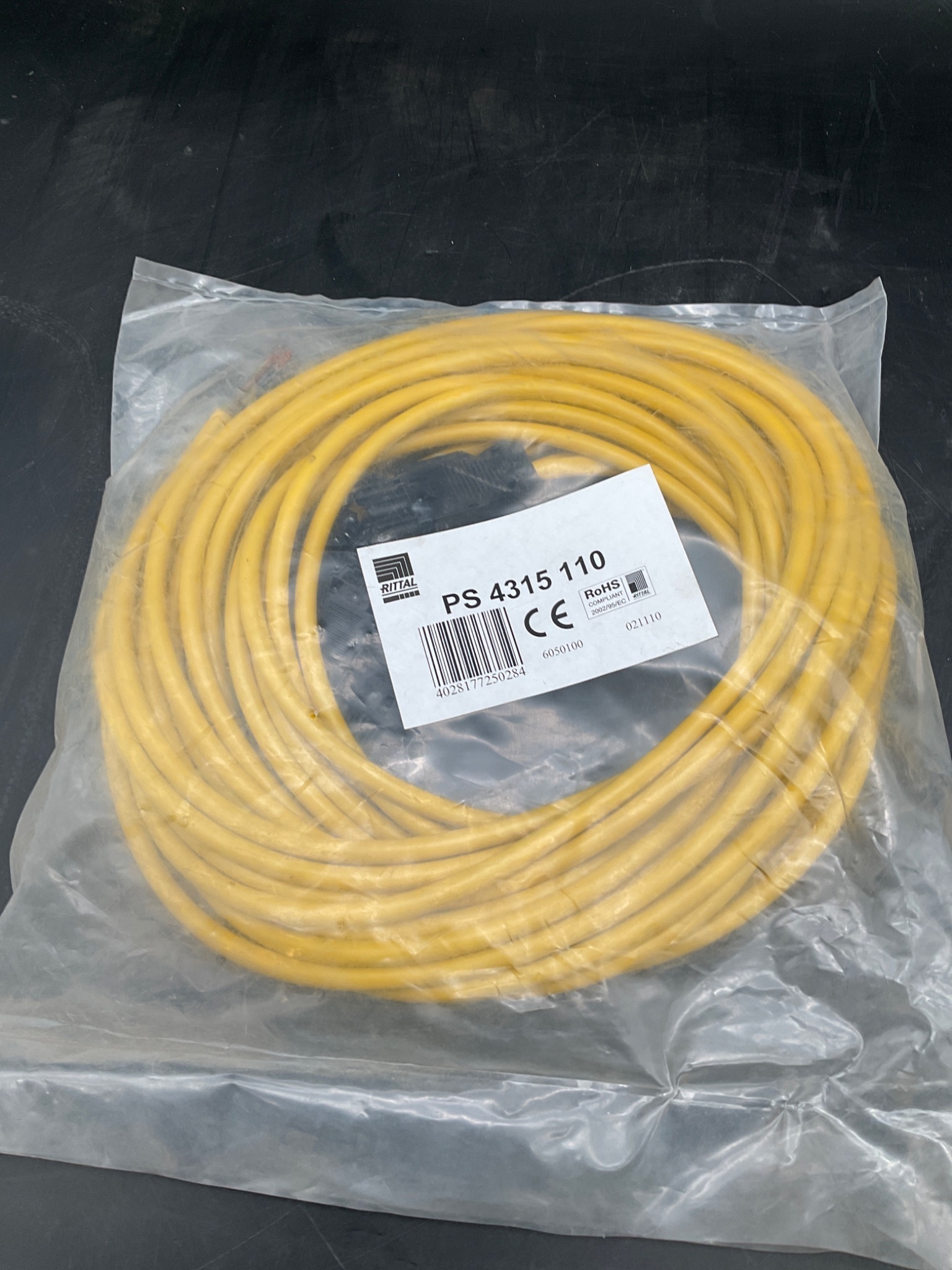 RITTAL PS 4315 110 Power Supply Cable 3M Yellow Socket 3-Wire NEW 2