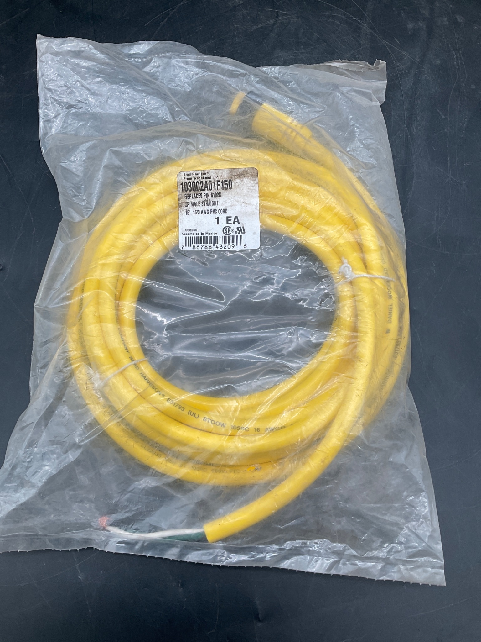 BRAD CONNECTIVITY 103002A01F150 Mini-Change Cordset 3-Pin Male 15FT PVC 600V NEW 1