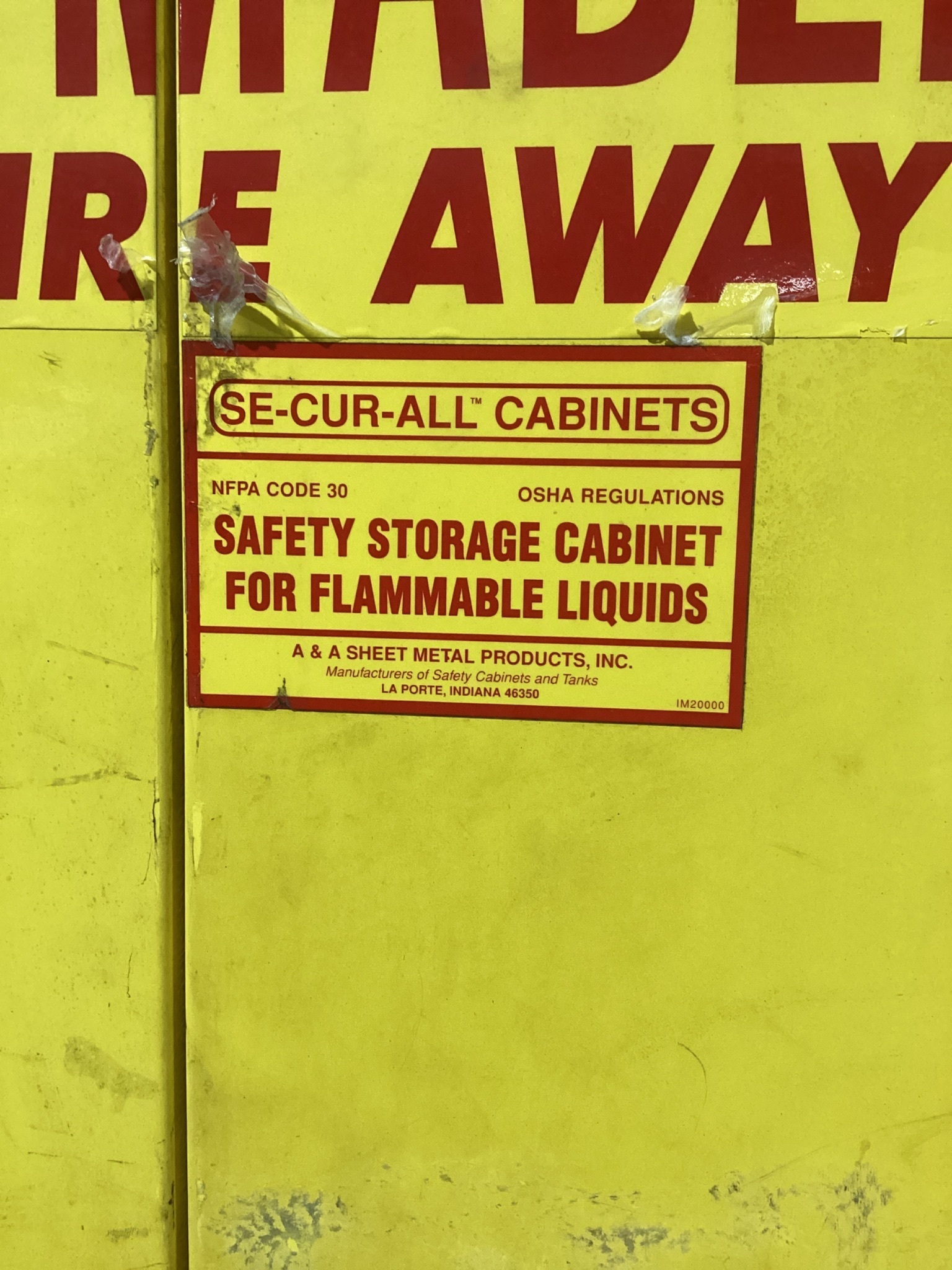 A&A SE-CUR-ALL Flammable Safety Cabinet USED 1