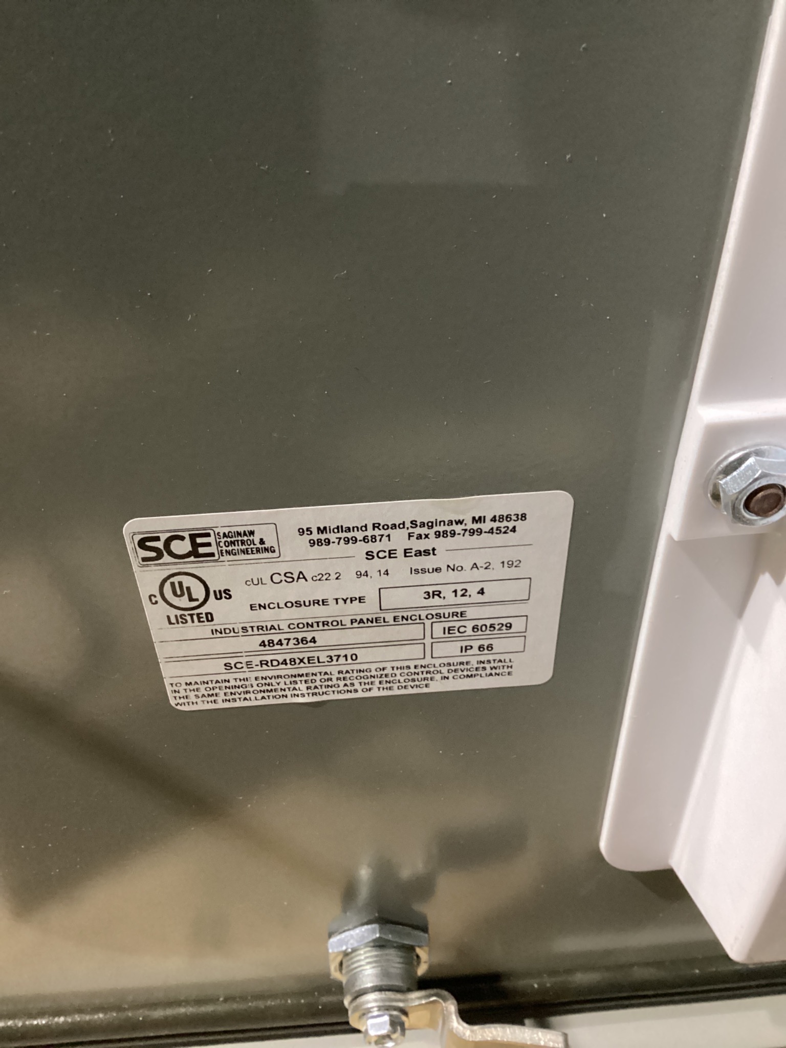 SAGINAW SCE-48XEL3710LP Electrical Enclosure NEW 2