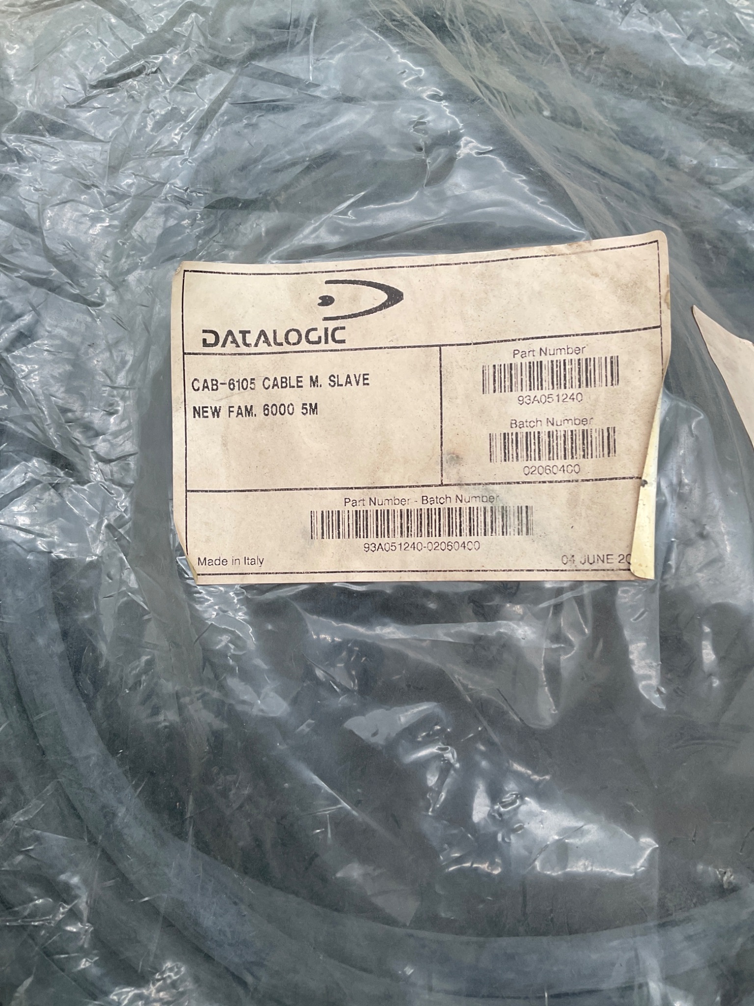 DATALOGIC 93A051240 CAB-6105 M. Slave Ethernet Cable NEW 1