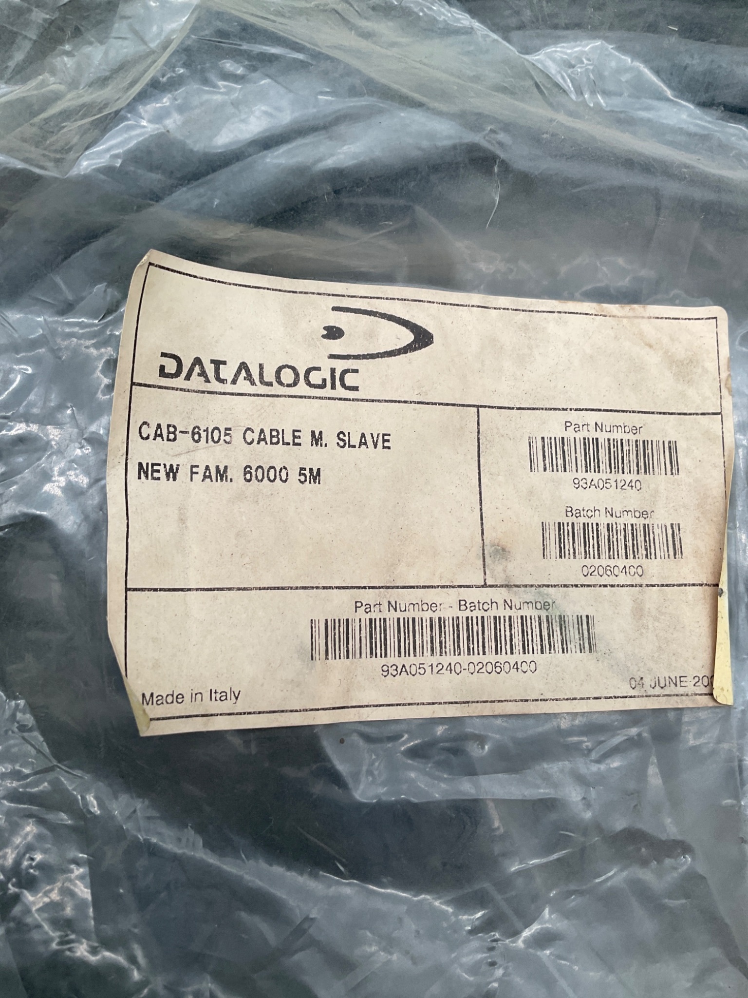 DATALOGIC 93A051240 CAB-6105 M. Slave Ethernet Cable NEW 5