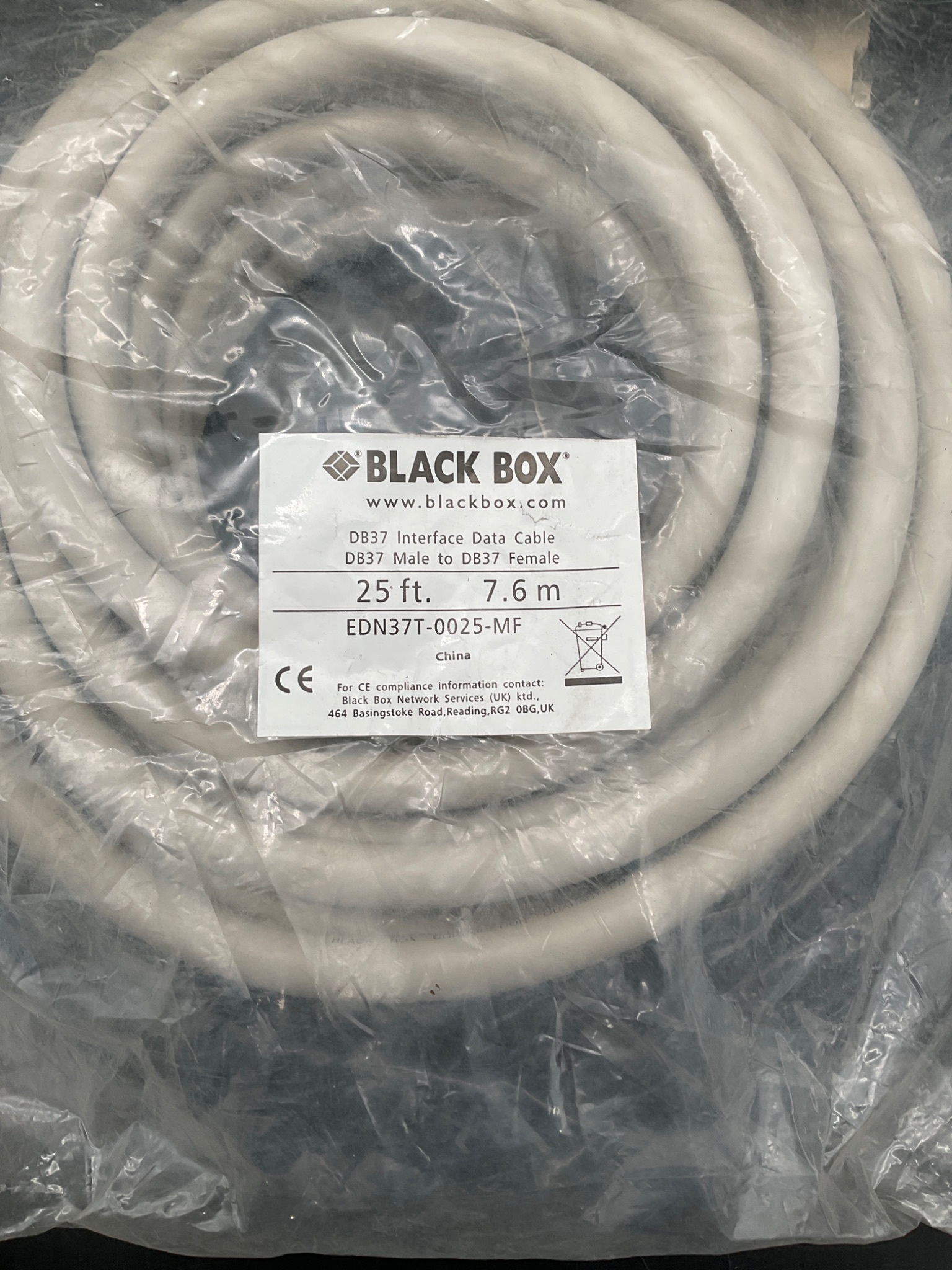 BLACK BOX EDN37T-0025-MF DB37 Interface Cable 25ft Male/Female NEW 2