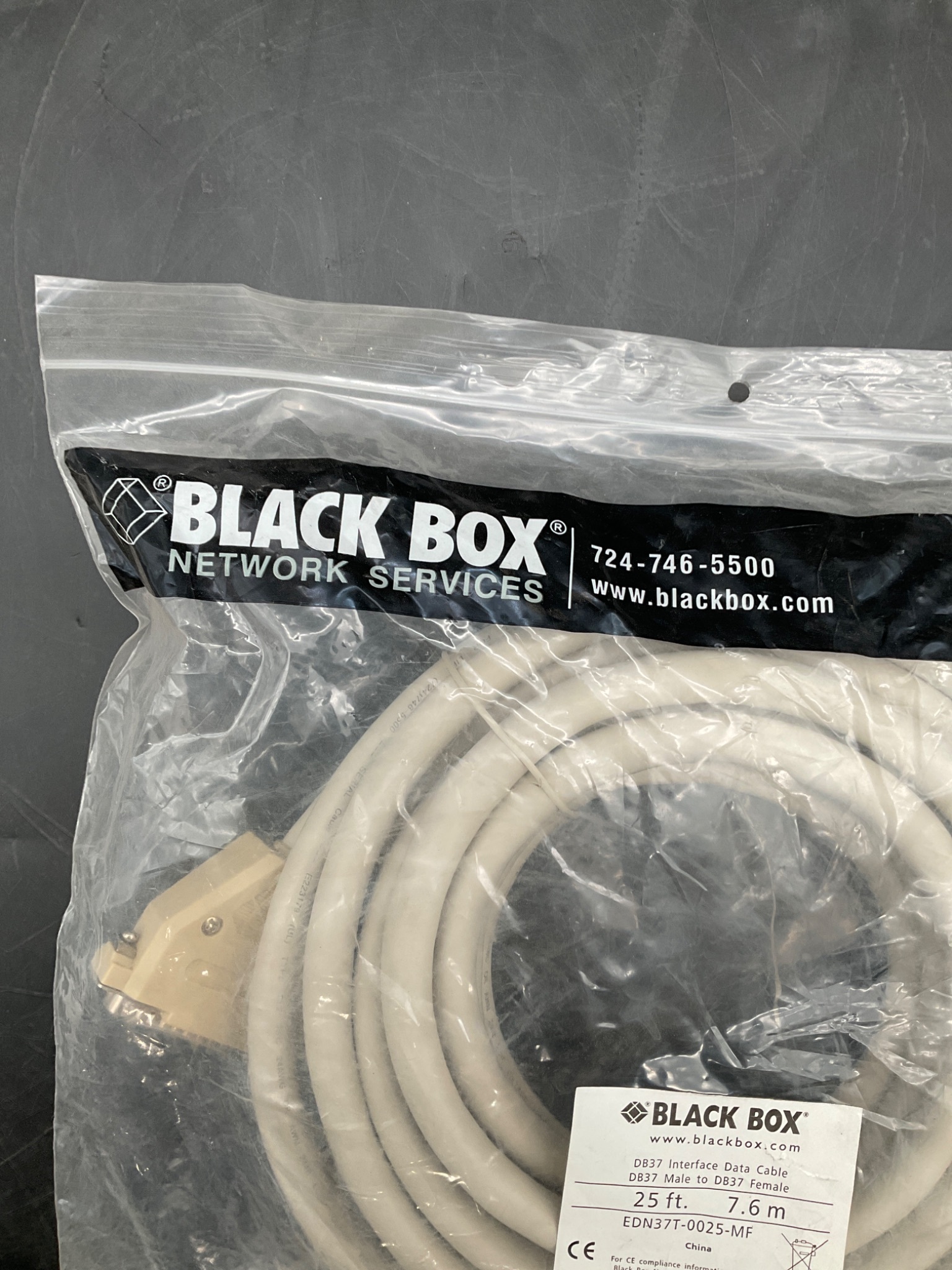 BLACK BOX EDN37T-0025-MF DB37 Interface Cable 25ft Male/Female NEW 4