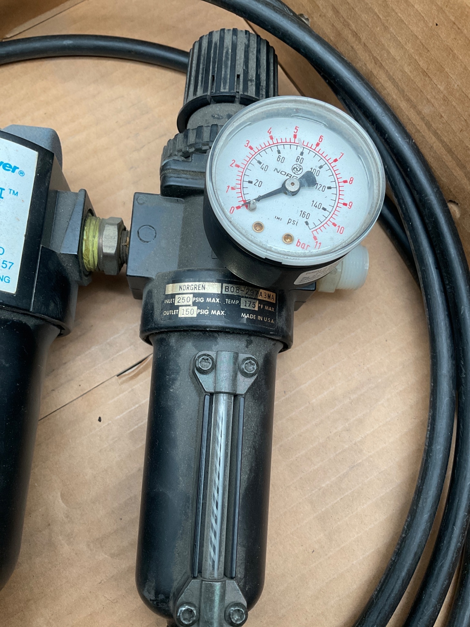 NORGREN B08-297A3MA Pneumatic Filter Regulator 250PSI USED 3