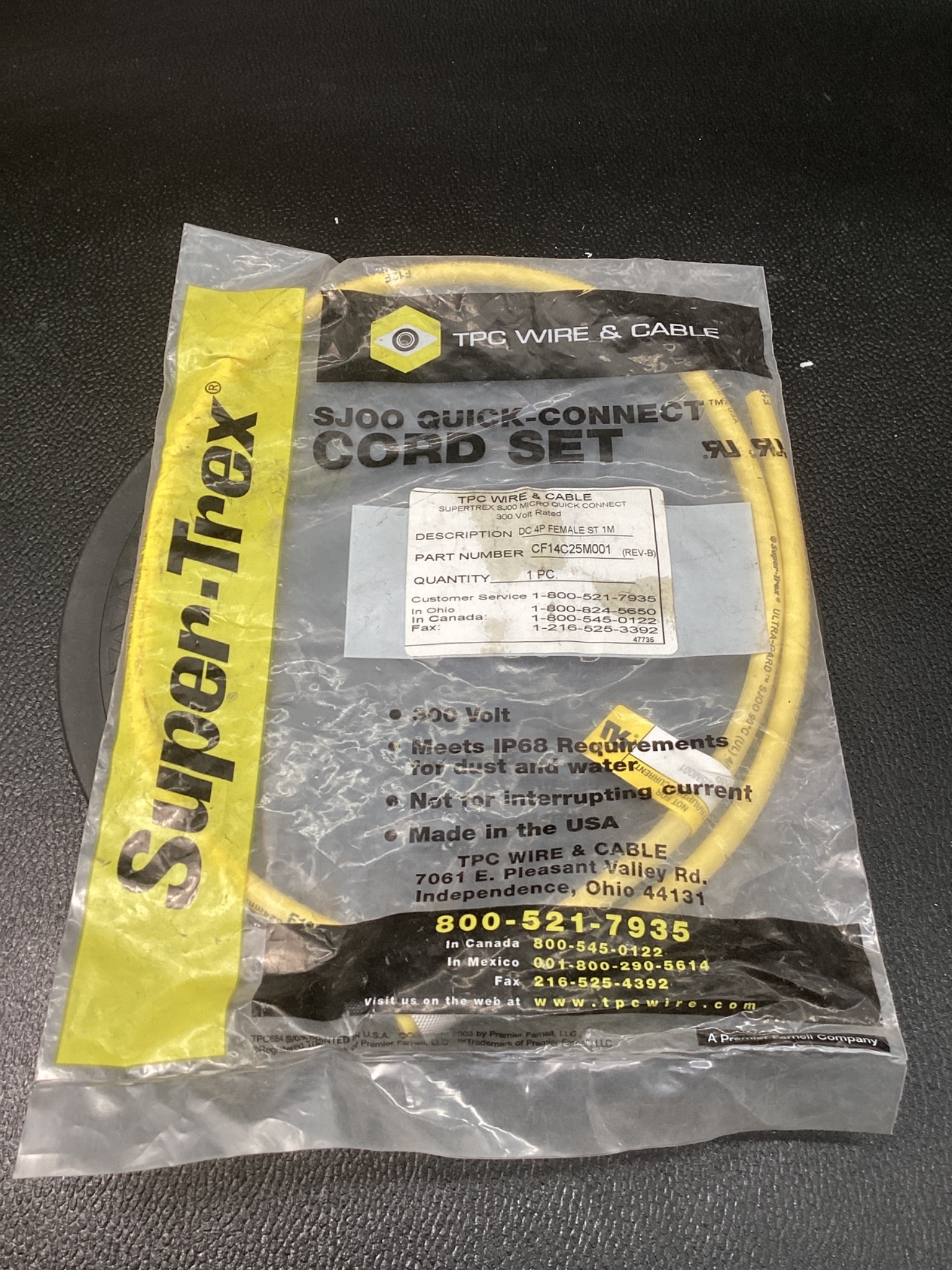 TPC CF14C25M001 DC 4P Female Straight Cable 1M NEW 1