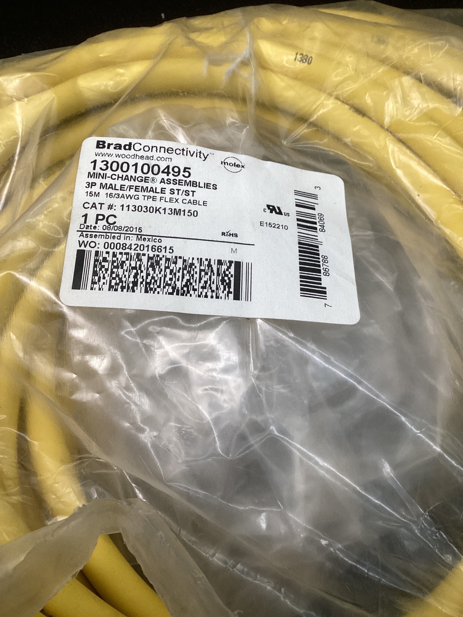 BRAD CONNECTIVITY 113030K13M150 Mini-Change Cable 3-Pin 15M NEW 3
