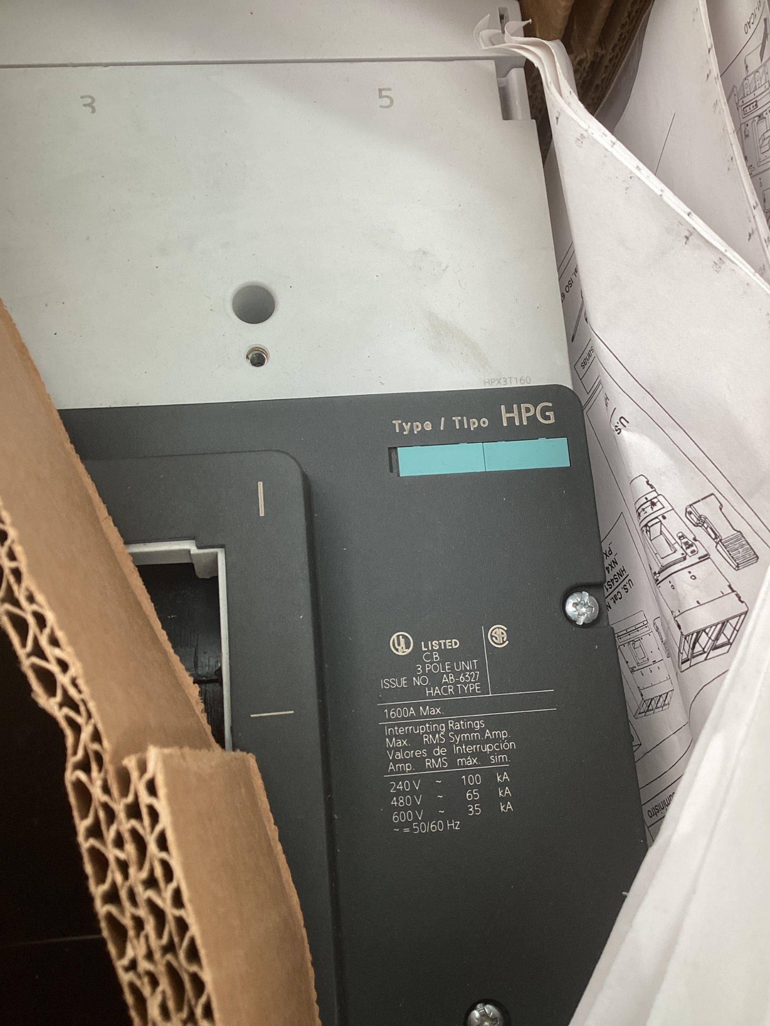 SIEMENS HPX3T160 1600A 3-Pole Circuit Breaker NEW 5
